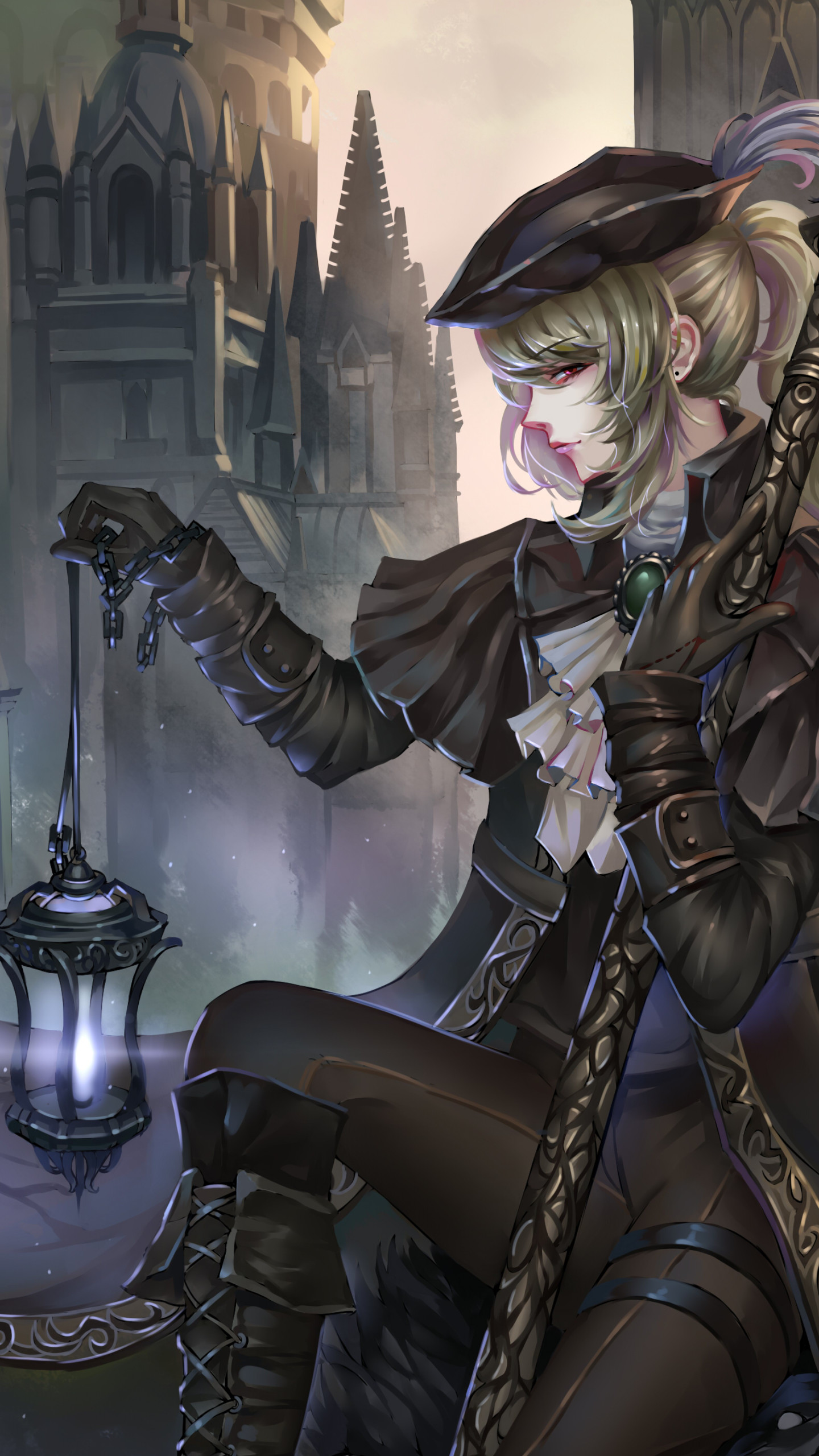 Bambola, Bloodborne, Lanterna, Fan art, sfondo per iPhone e Android