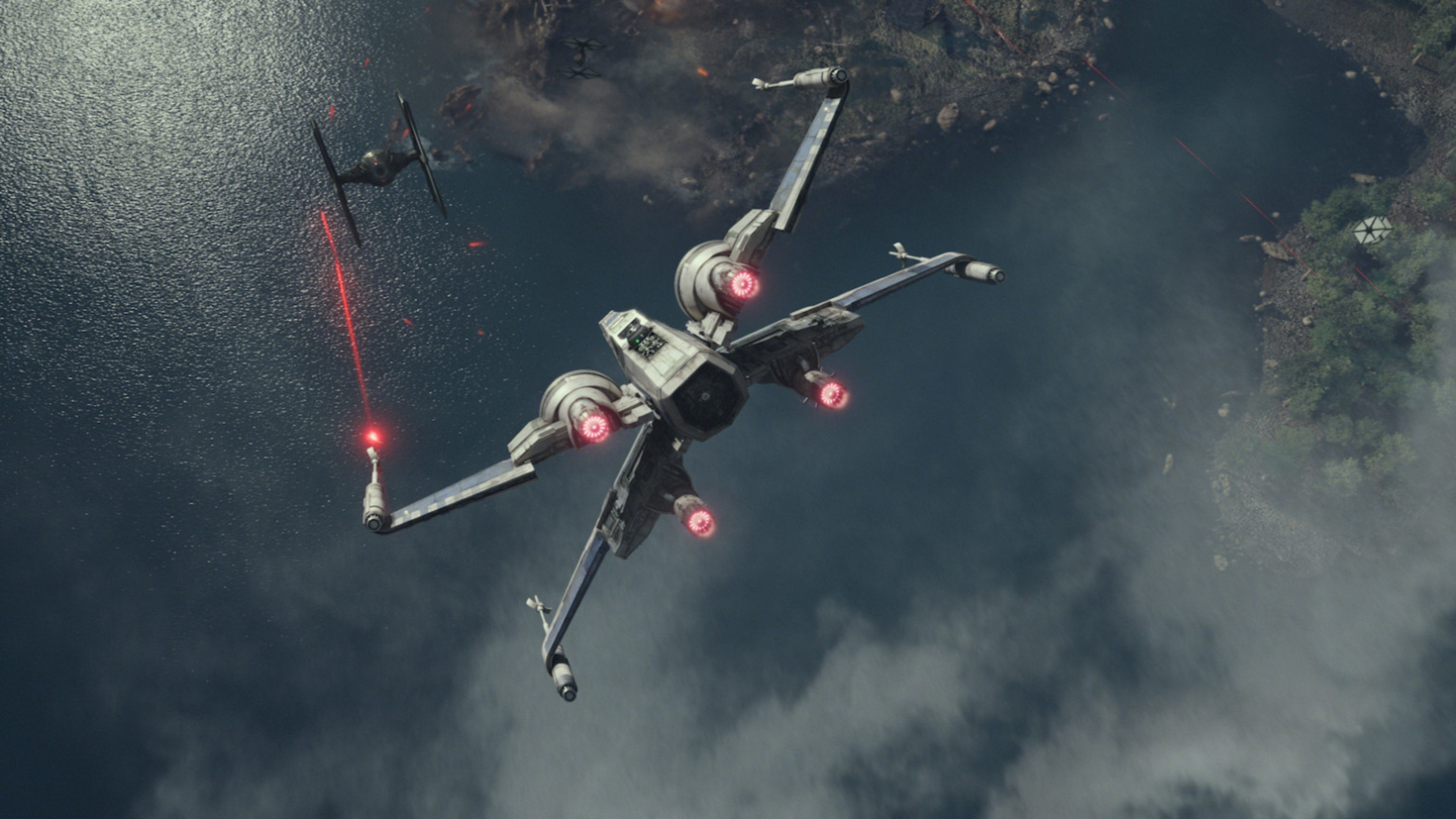 X-wing, TIE Fighter, Star Wars, Battaglia aerea, Laser, 3840x2160, sfondo per PC