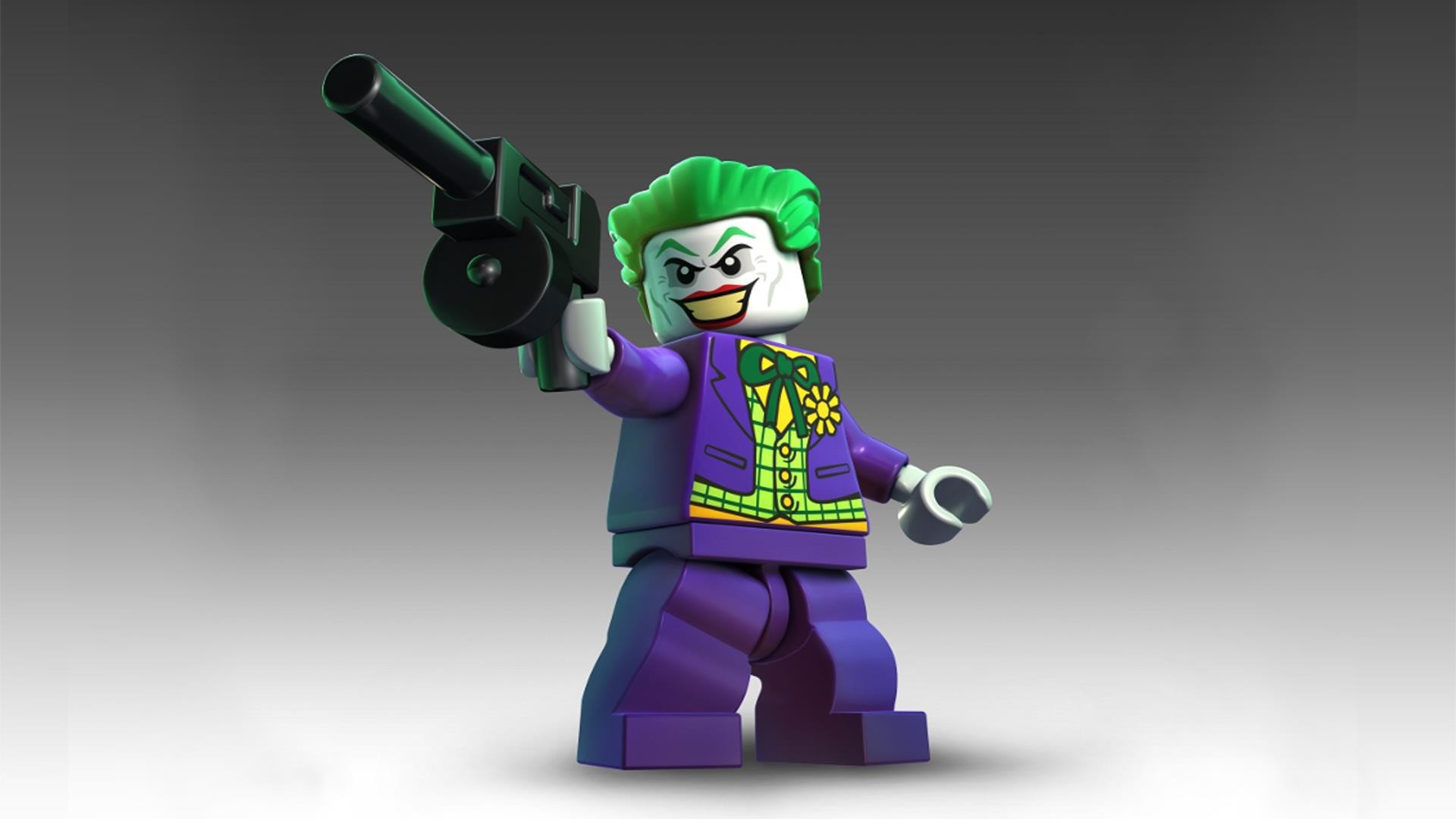 Joker, LEGO, Mitra, Sfondo grigio, 1920x1080, wallpaper desktop