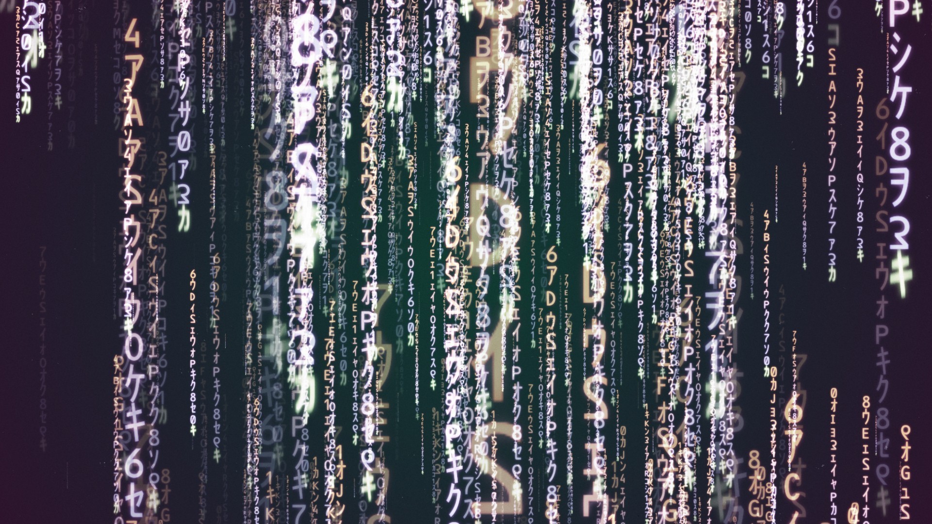 Matrix, Caratteri giapponesi, Pioggia digitale, Viola, 16:9 Full HD, sfondo widescreen