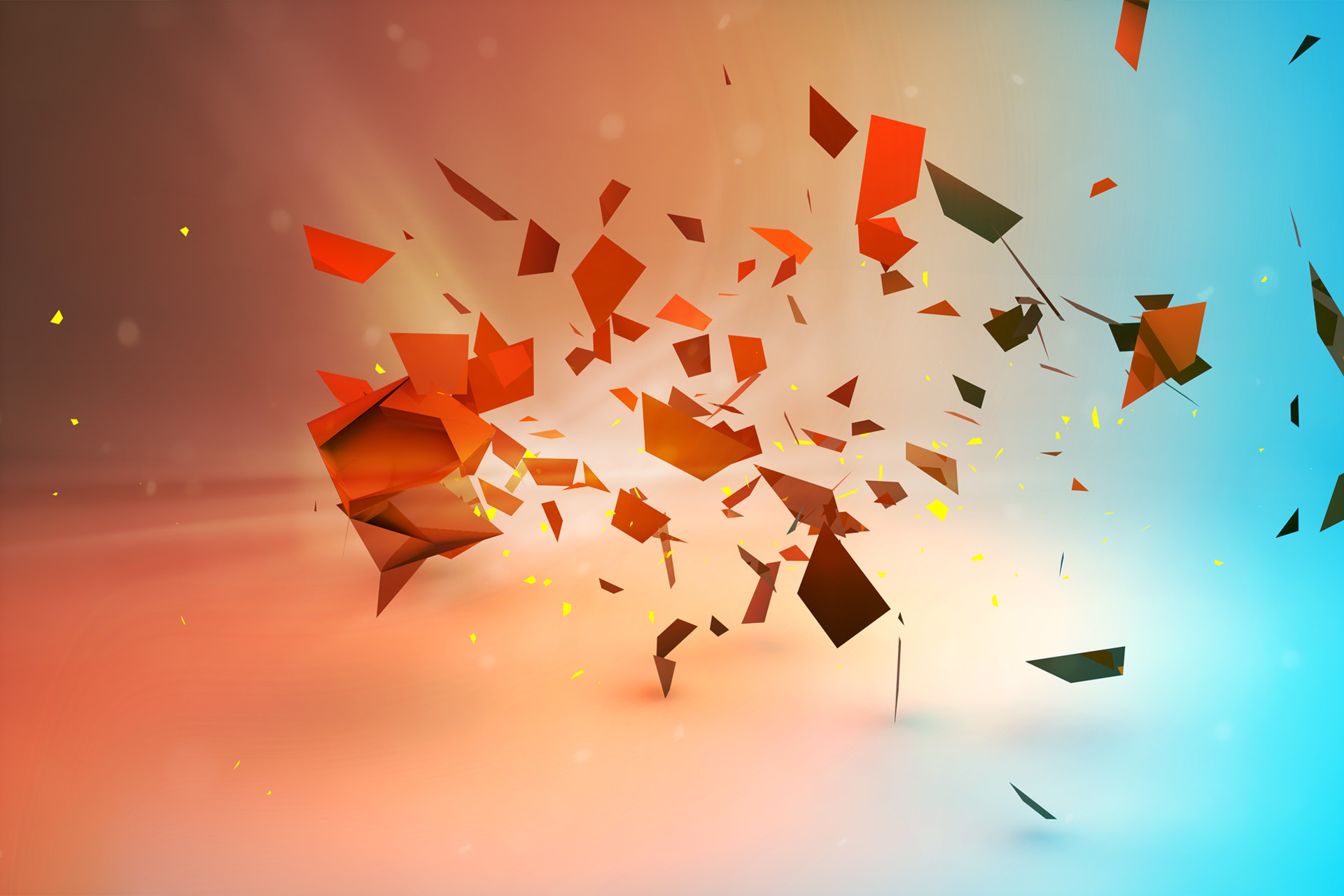 Frammenti, Low poly, Arancione, Astratto, immagine di sfondo Android