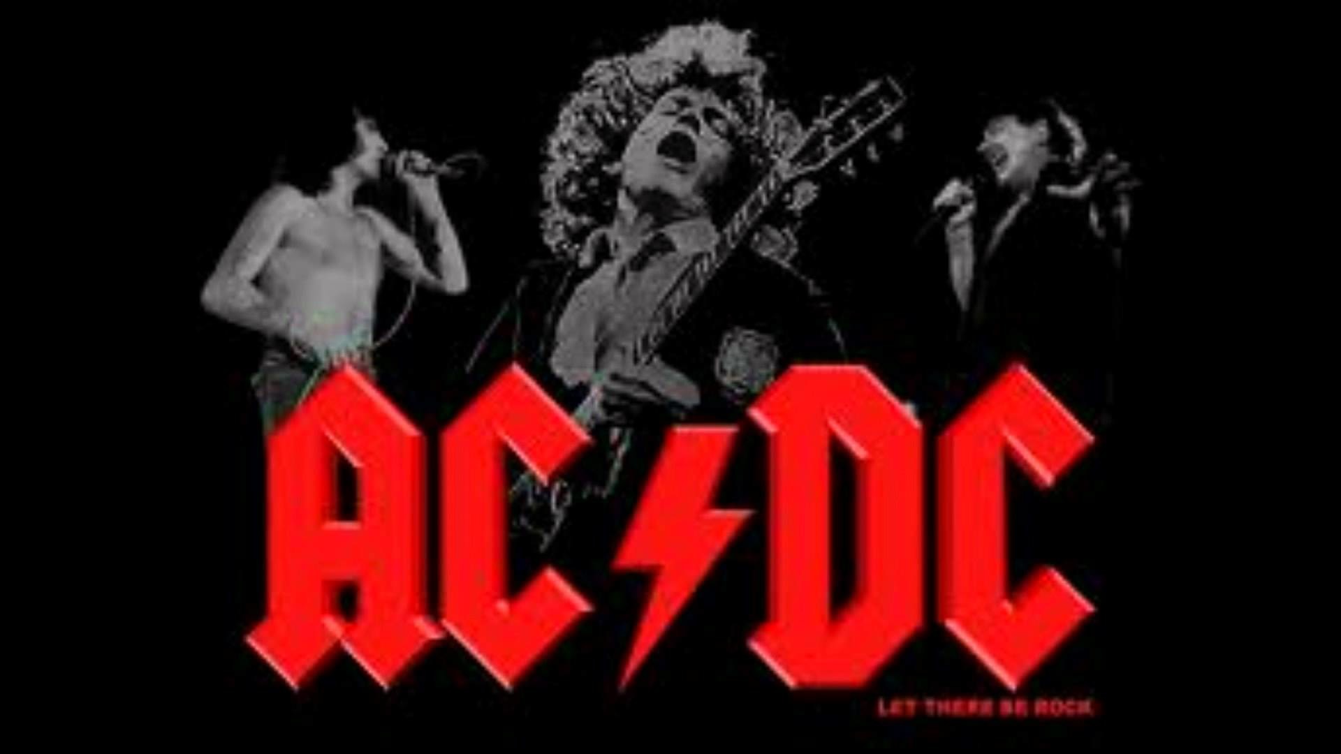 AC/DC, Let There Be Rock, Bon Scott, Angus Young, Logo rosso, Full HD, sfondo per PC e portatile