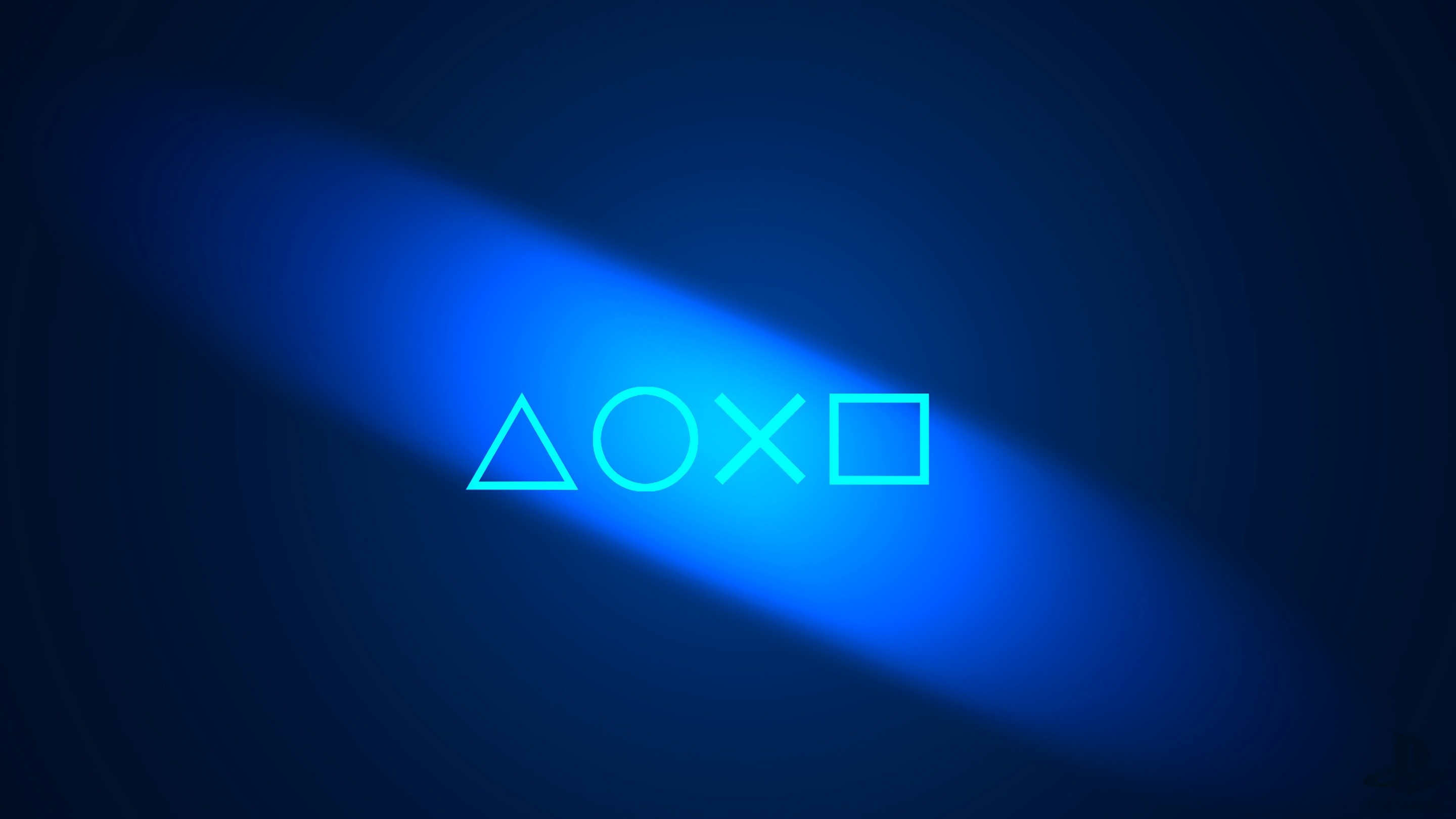PlayStation, Simboli PlayStation, Luce blu, 2K, sfondo desktop