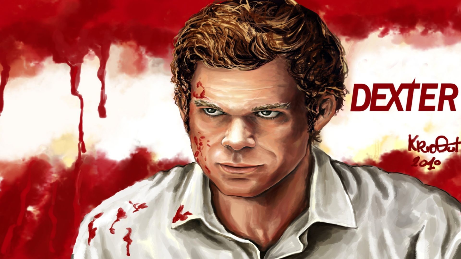 Dexter Morgan, Michael C. Hall, Dexter, Pittura digitale, Sangue, sfondo desktop 1080p