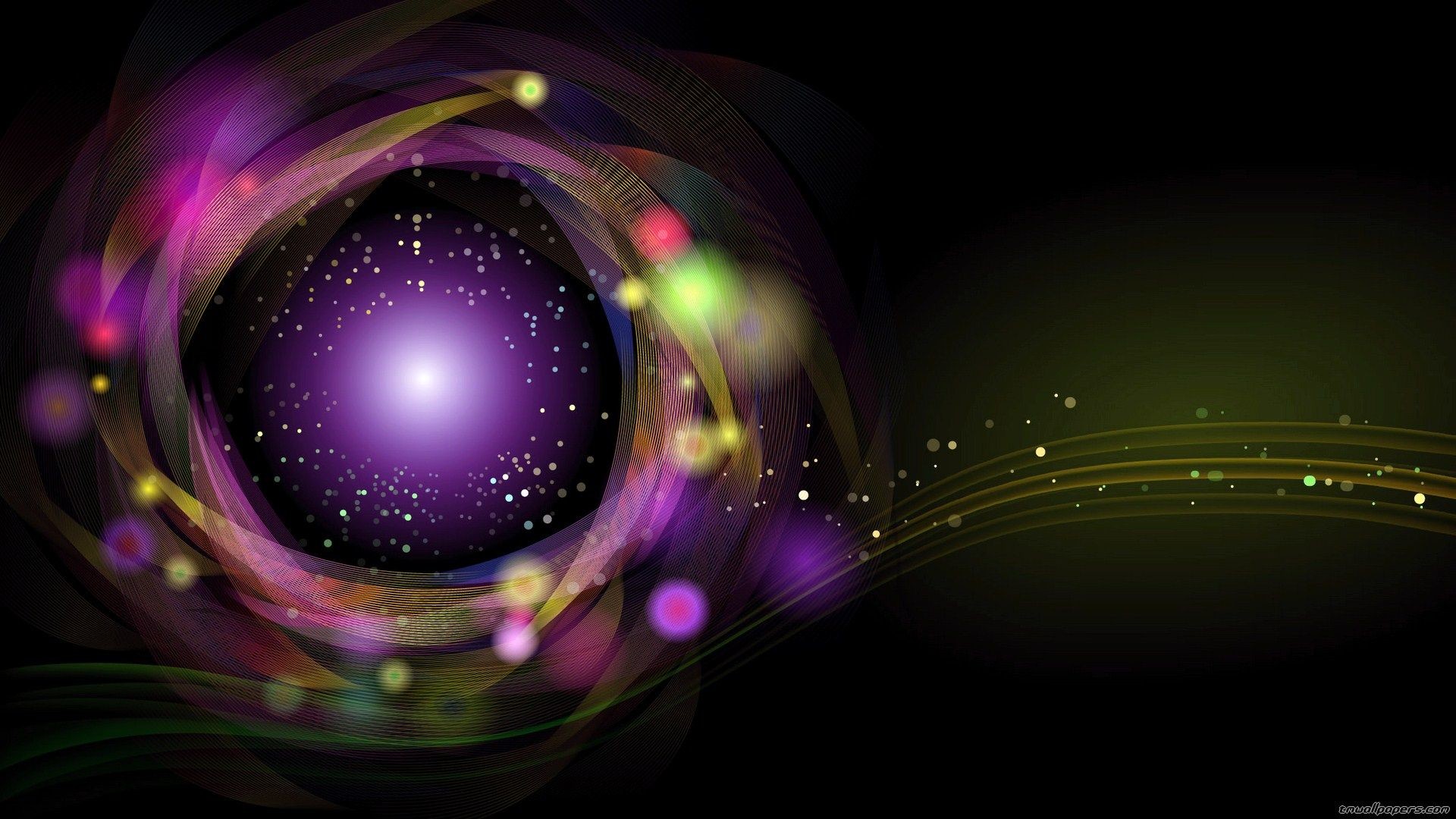 Vortice, Luci, Viola, Sfondo nero, 1920x1080, wallpaper desktop