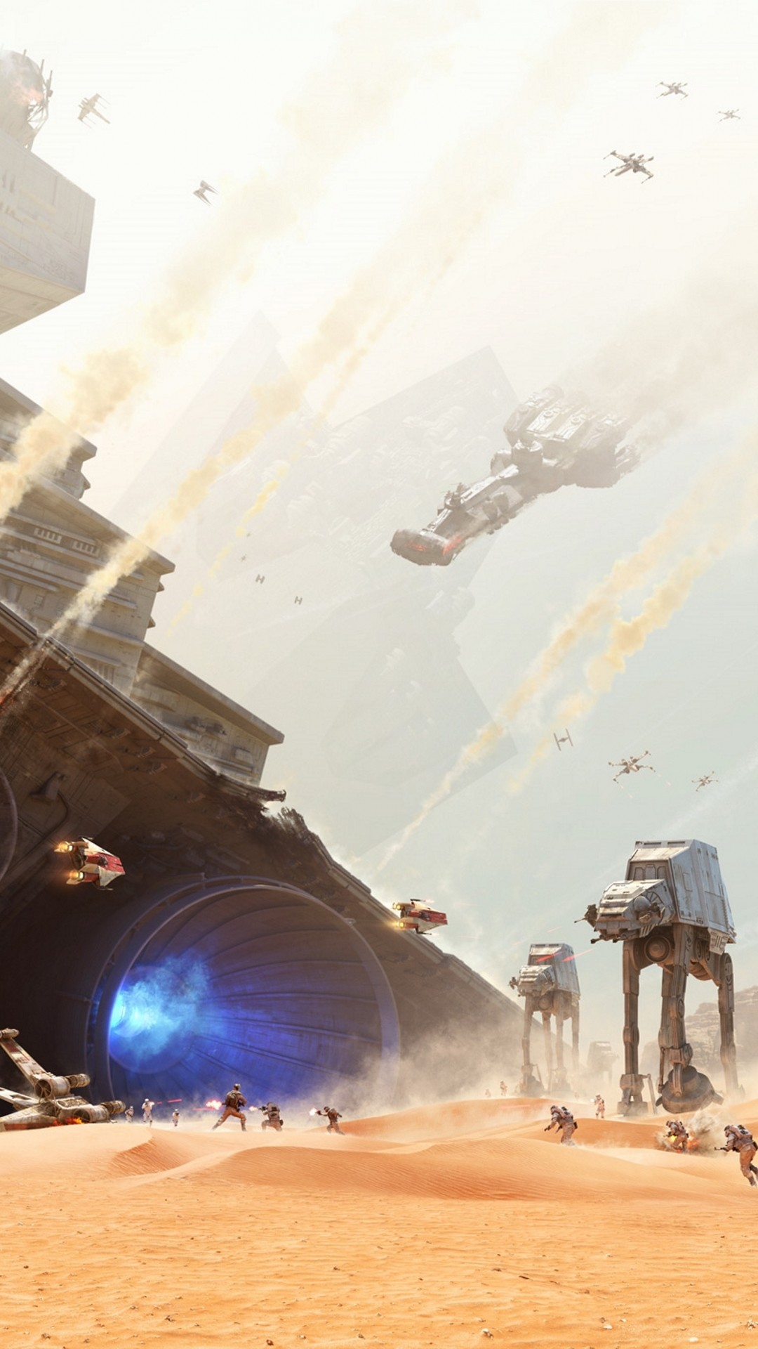 Star Destroyer, AT-AT, Jakku, Battaglia, Full HD, sfondo per iPhone e Android