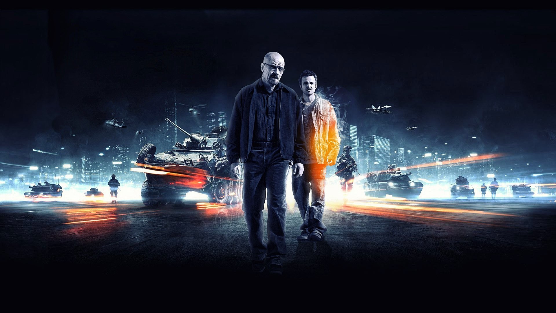 Walter White, Jesse Pinkman, Breaking Bad, Battlefield 3, Parodia, Carri armati, sfondo desktop