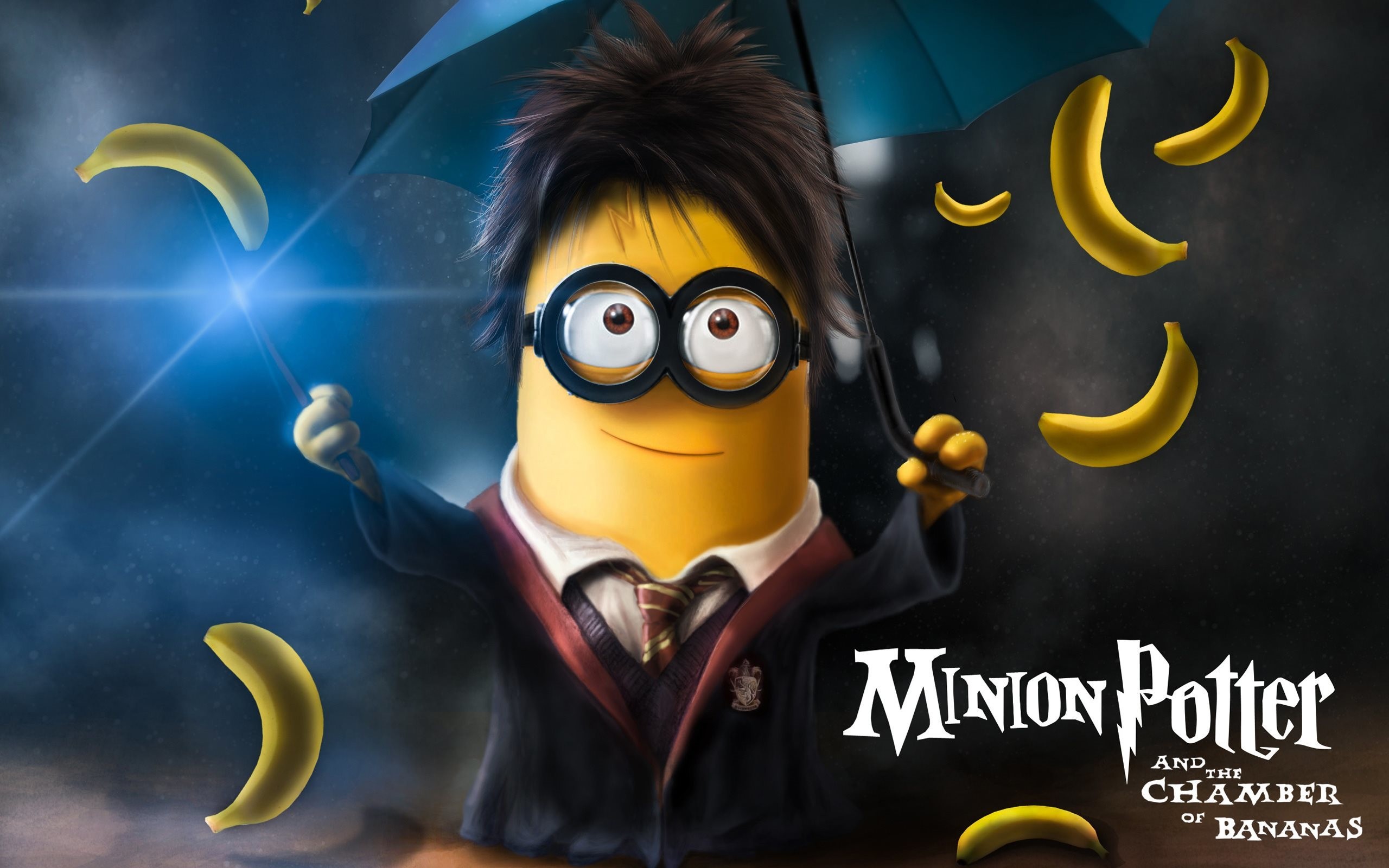 Minion Potter, Harry Potter, Minion, Banane, Ombrello, Parodia, 16:10 2K, sfondo widescreen