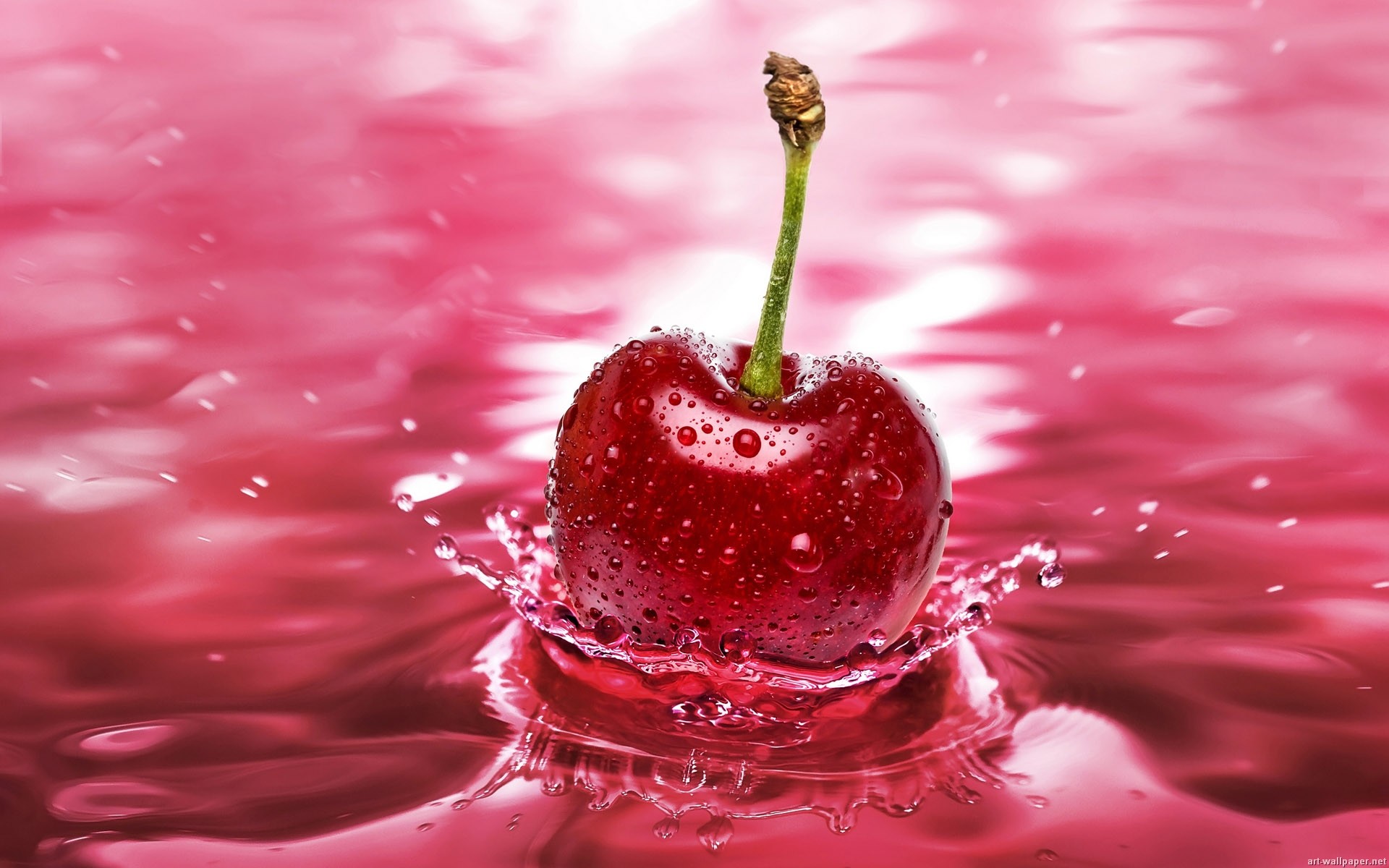 Ciliegia, Spruzzo, Gocce, Rosa, 16:10 Full HD, sfondo widescreen
