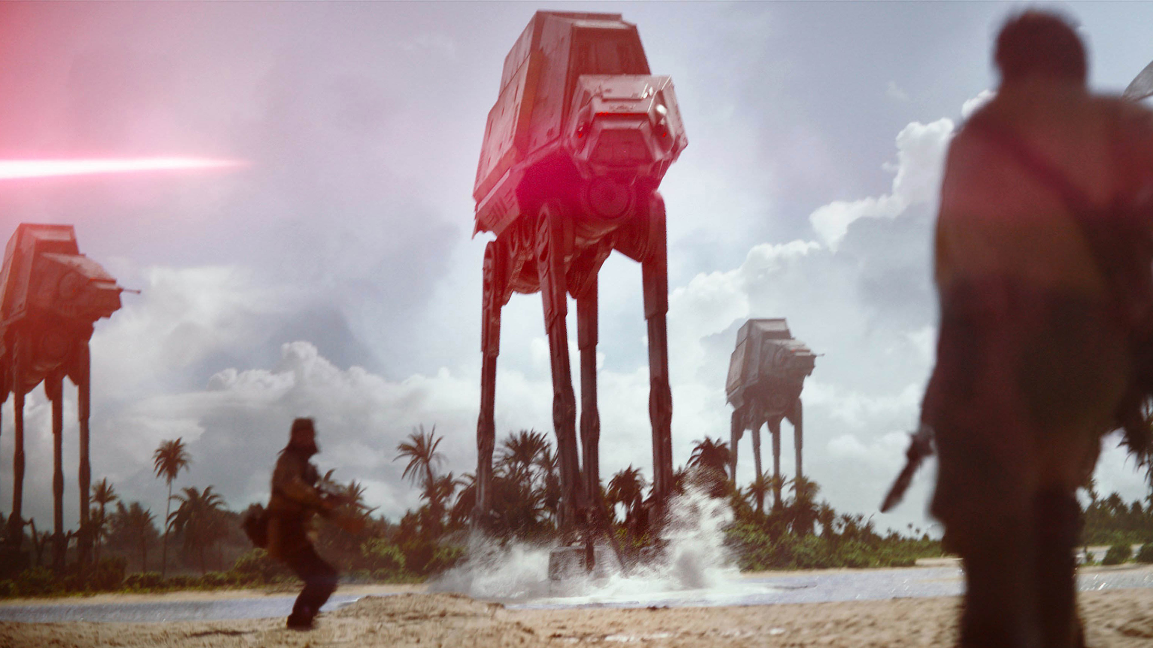 AT-ACT, Scarif, Rogue One: A Star Wars Story, Spiaggia, Battaglia, sfondo 16:9 4K