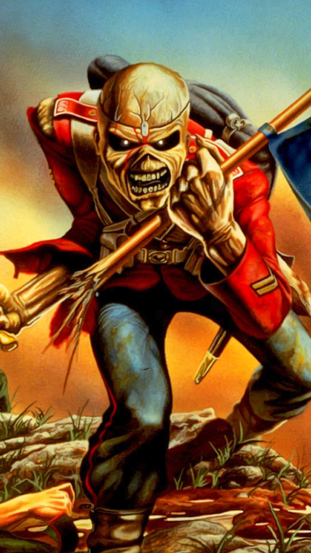 Eddie, The Trooper, Iron Maiden, Bandiera, Soldato, Full HD, sfondo per iPhone e Android