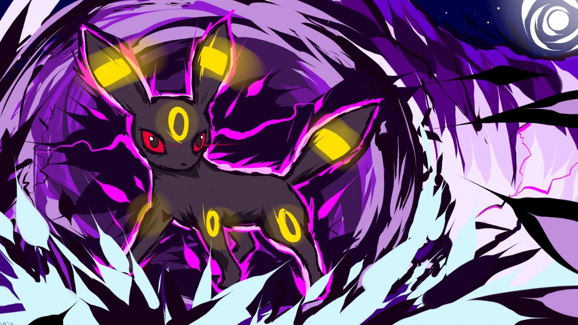 Umbreon, Pokémon, Viola, Arte digitale, 1920x1080, immagine di sfondo
