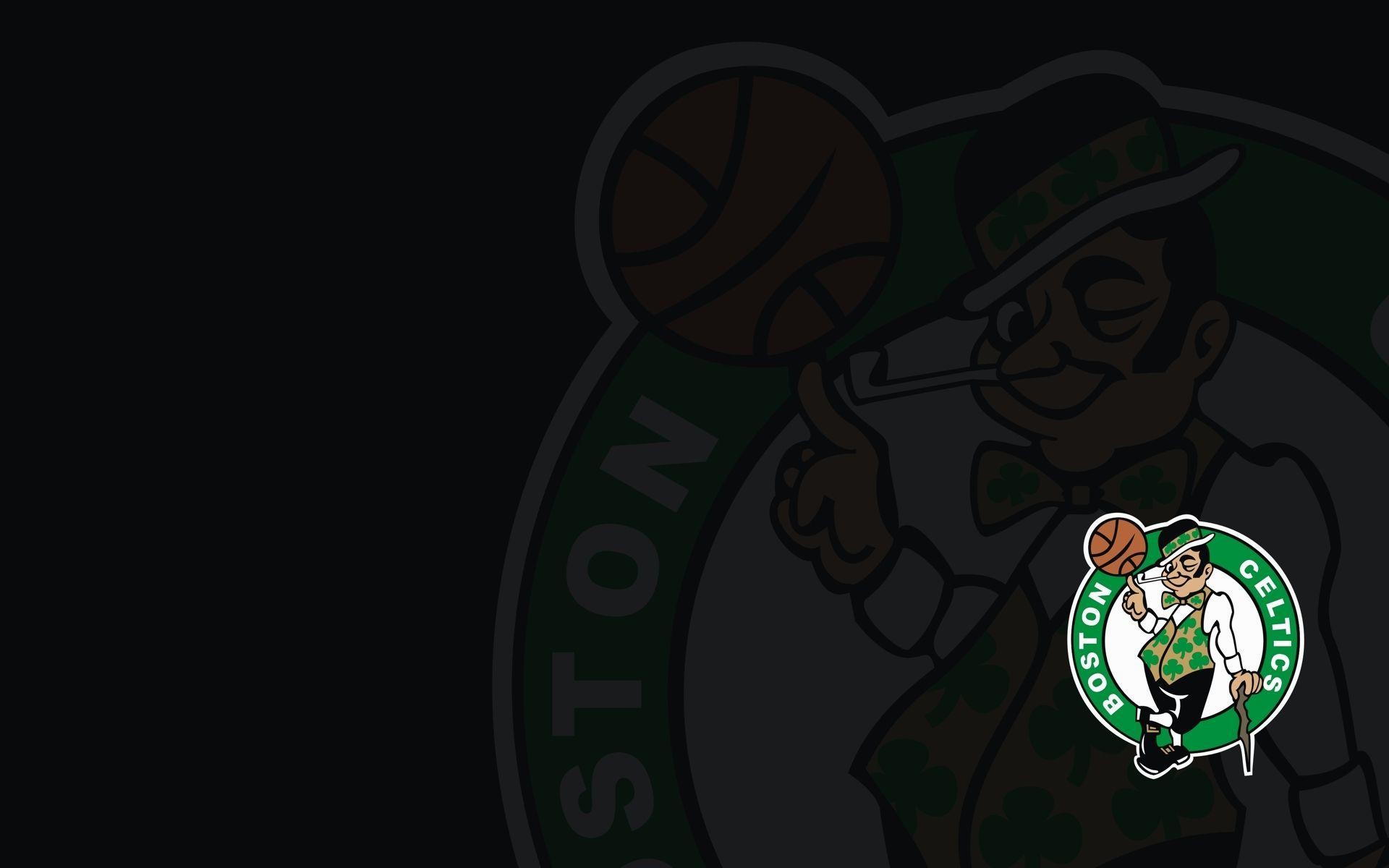 Boston Celtics, Lucky the Leprechaun, Logo, Sfondo nero, 16:10 Full HD, wallpaper widescreen