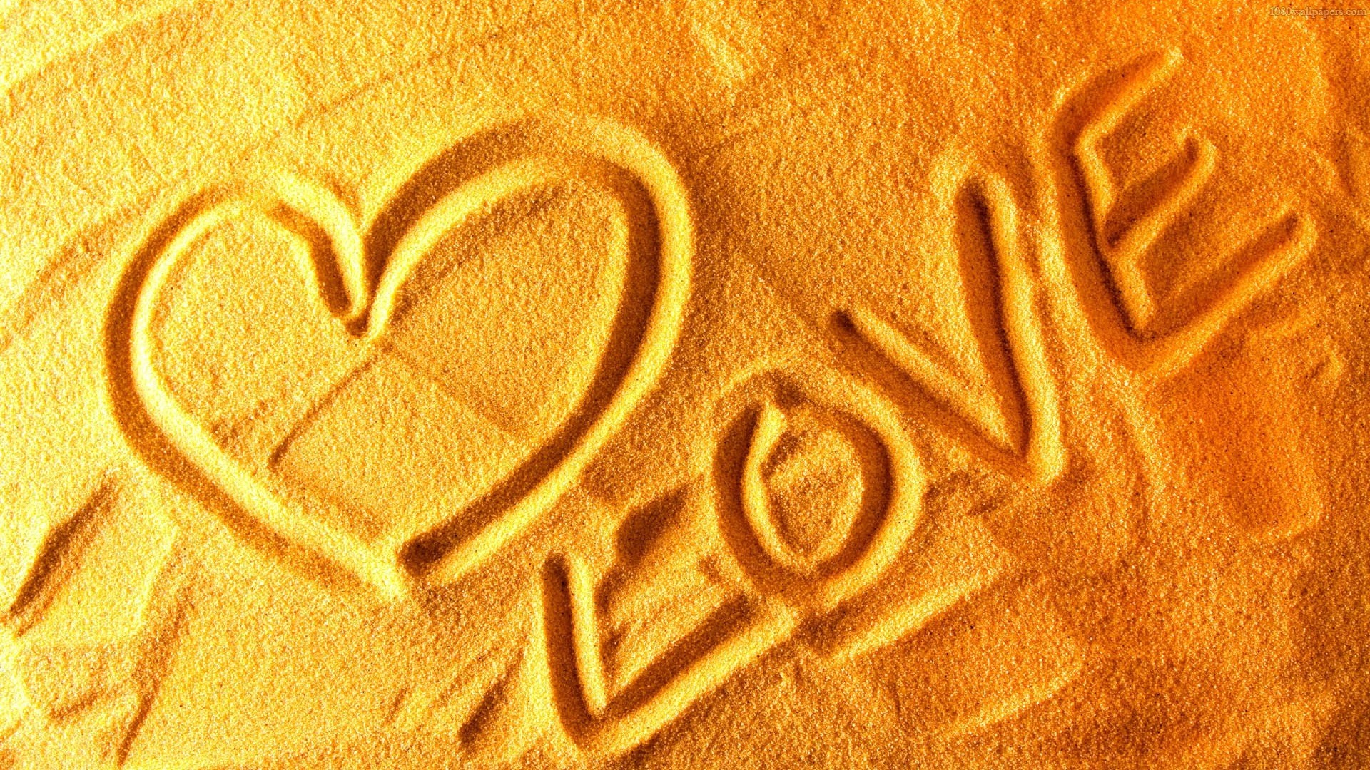 Cuore nella sabbia, Scritta Love, Spiaggia, Full HD, sfondo Windows 11