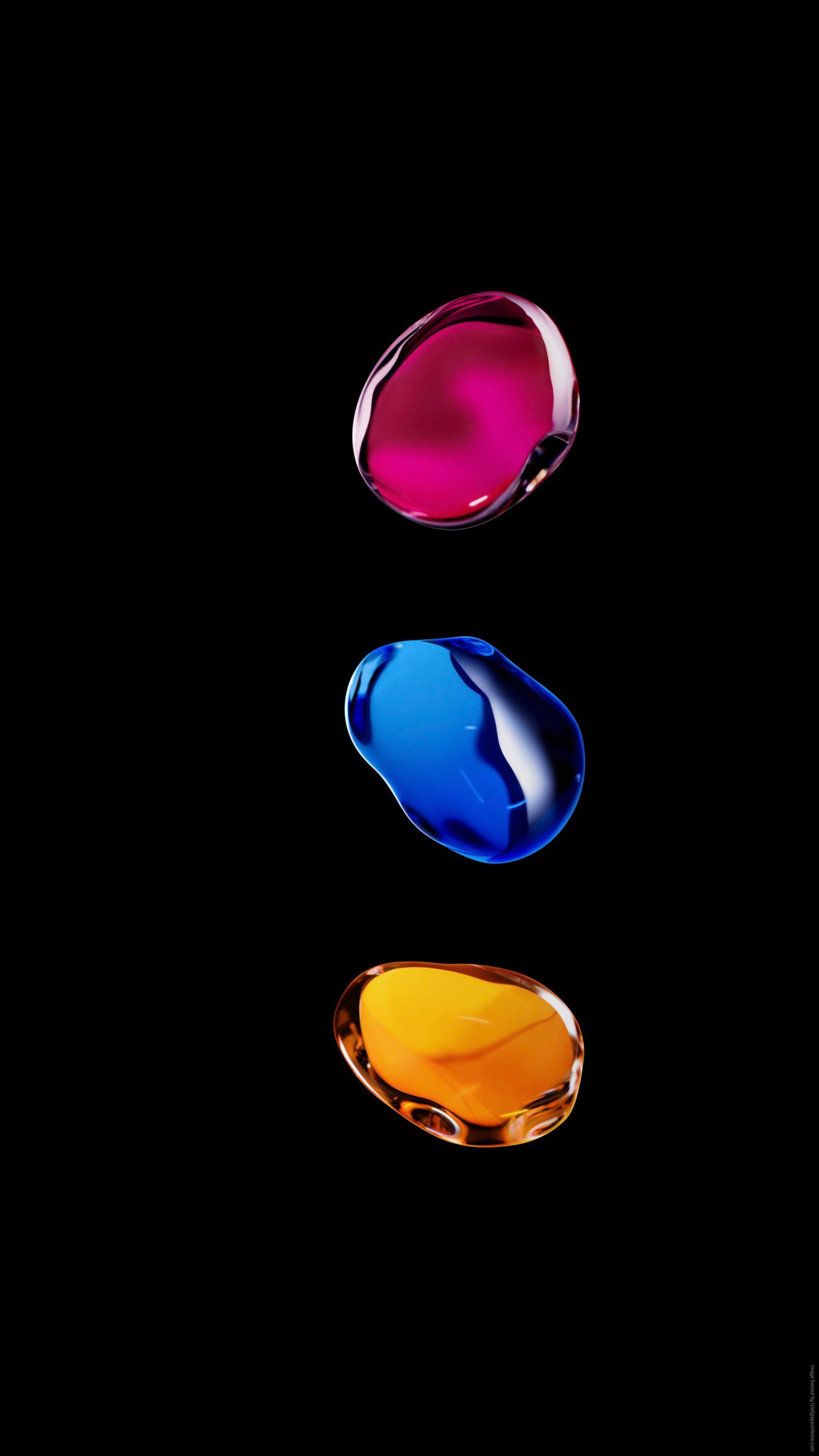 Gocce colorate, Bolle di vetro, Sfondo nero, QHD+, schermata di blocco iPhone 7 Plus