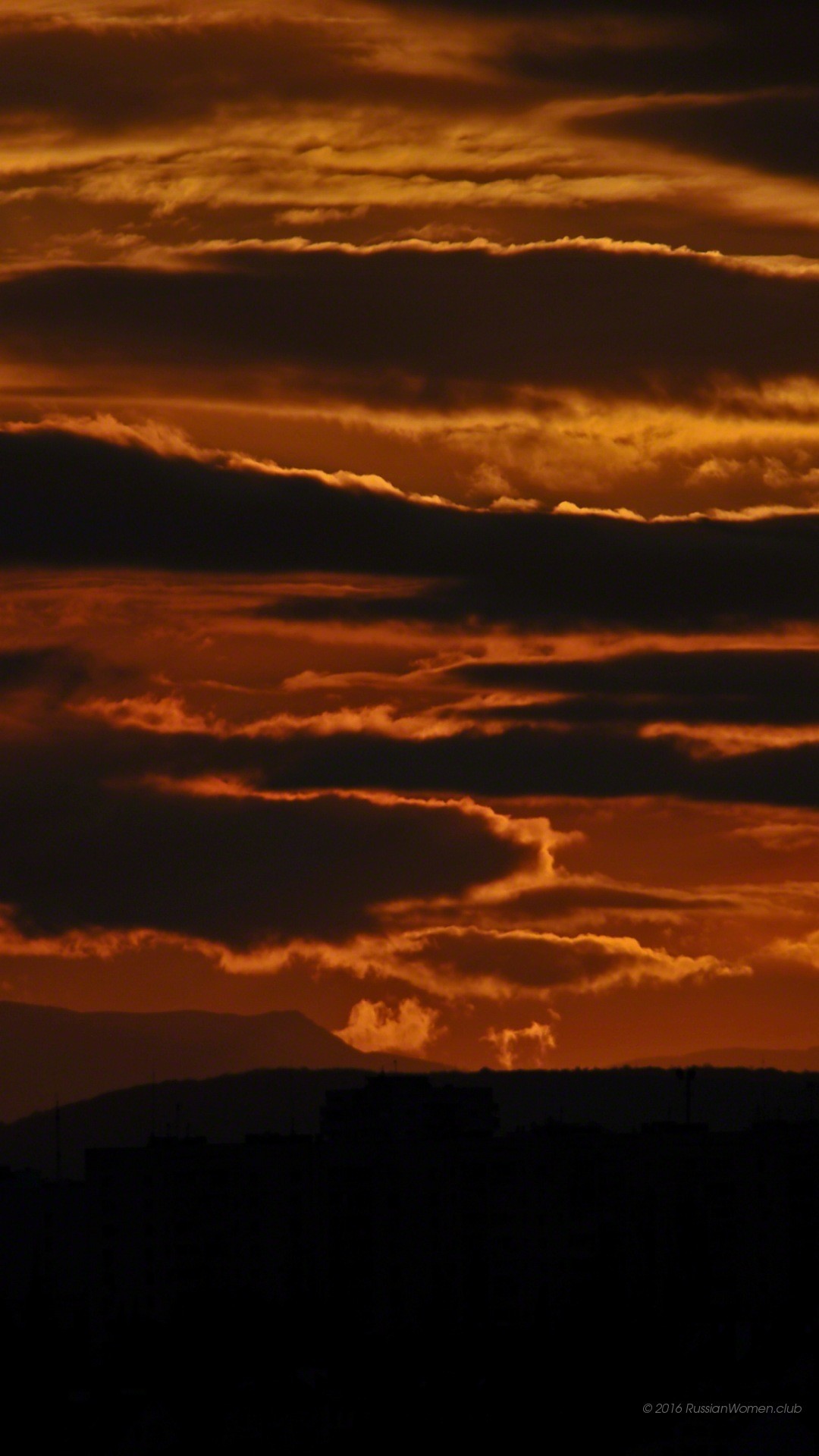 Nuvole, Tramonto, Cielo arancione, Silhouette, sfondo schermata di blocco Asus Zenfone