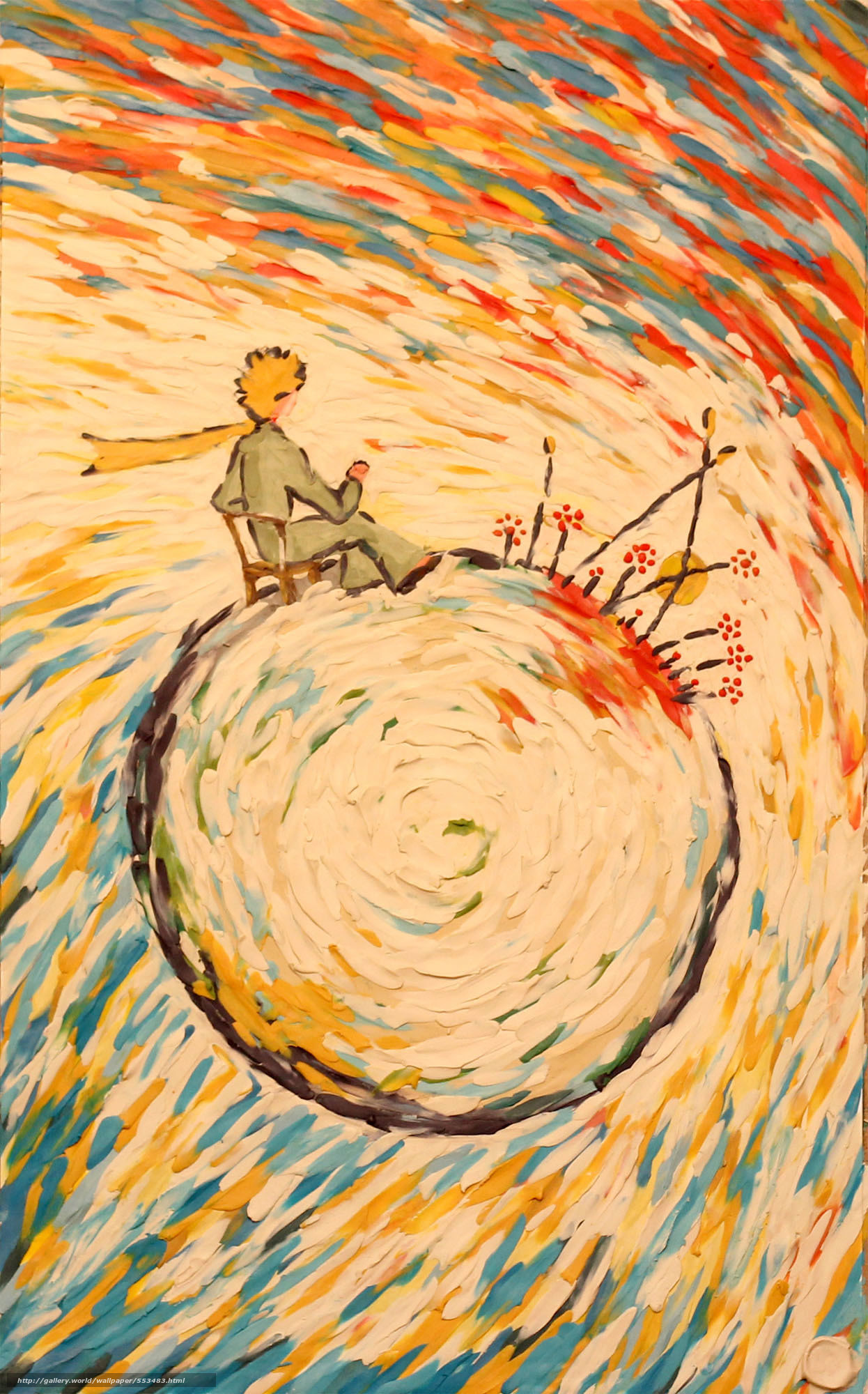 Il Piccolo Principe, Asteroide B 612, Pittura, Pennellate colorate, sfondo per iPhone