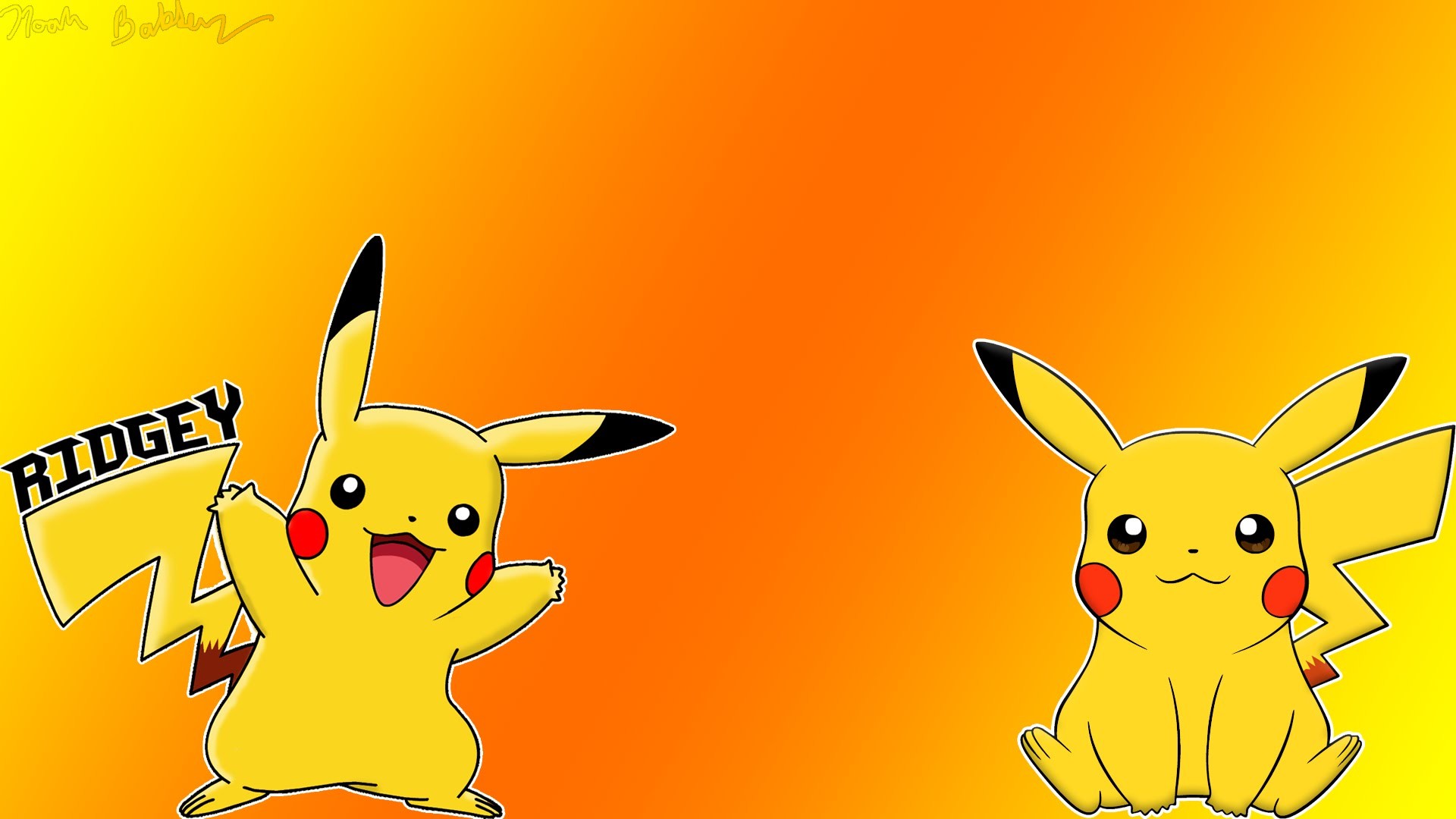 Pikachu, Pokémon, Sfondo arancione, Coppia, Full HD, wallpaper per PC