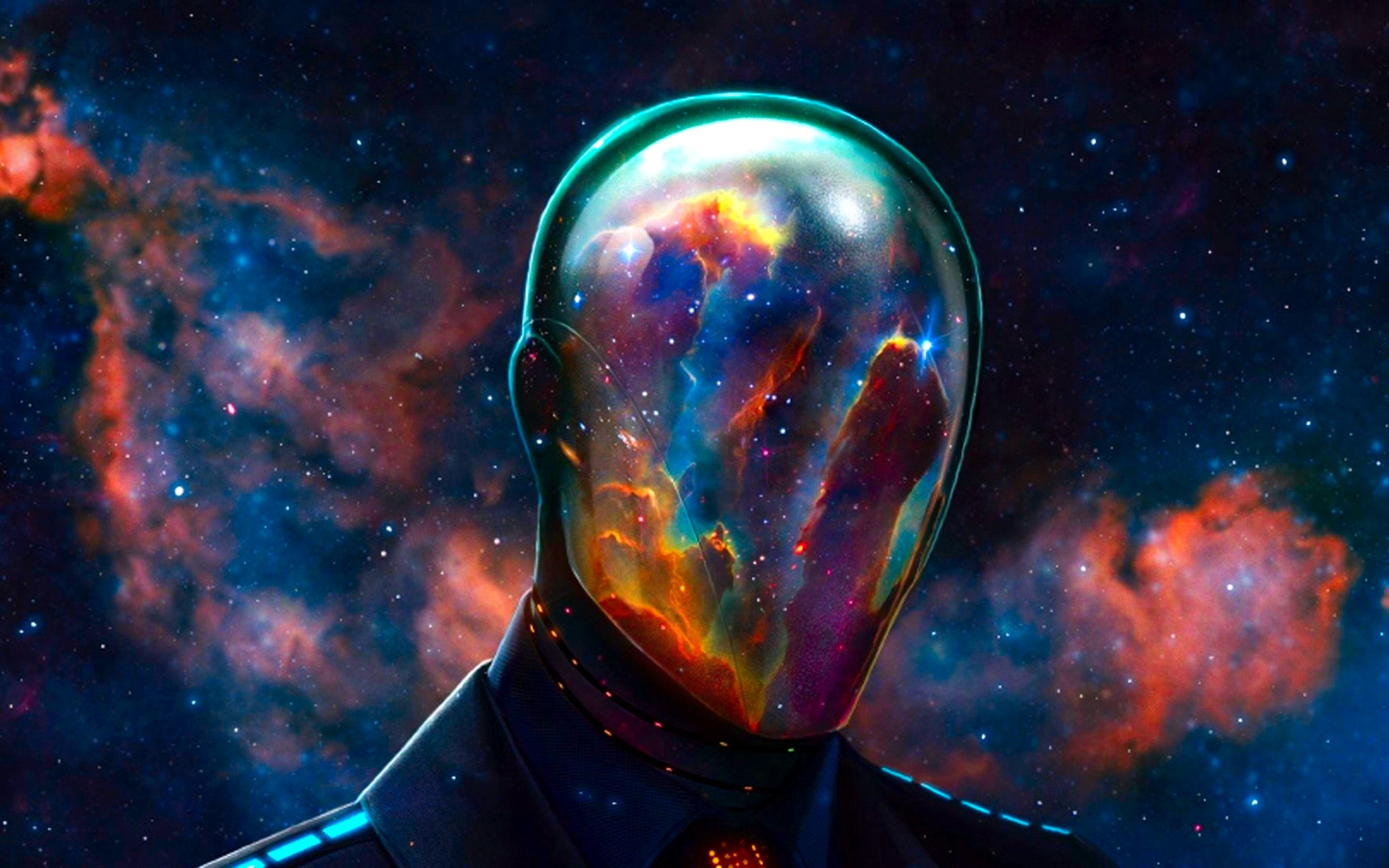 Astronauta, Nebulosa, Casco riflettente, Spazio, 2960x1850, sfondo MacBook Pro