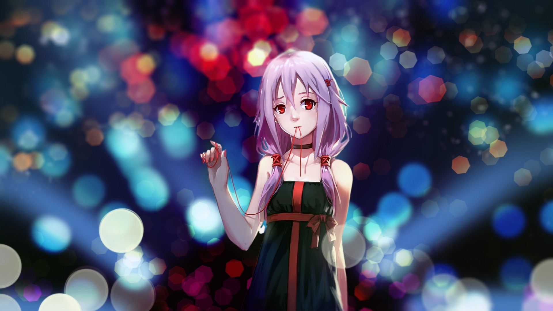 Inori Yuzuriha, Guilty Crown, Bokeh, Capelli rosa, 16:9 Full HD, sfondo widescreen