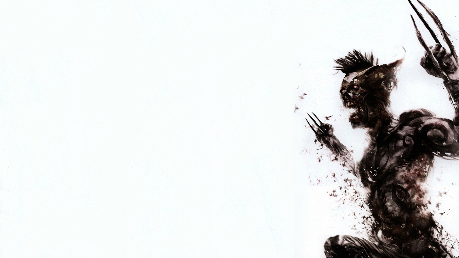 Wolverine, Inchiostro, Artigli, Sfondo bianco, Full HD, wallpaper per PC