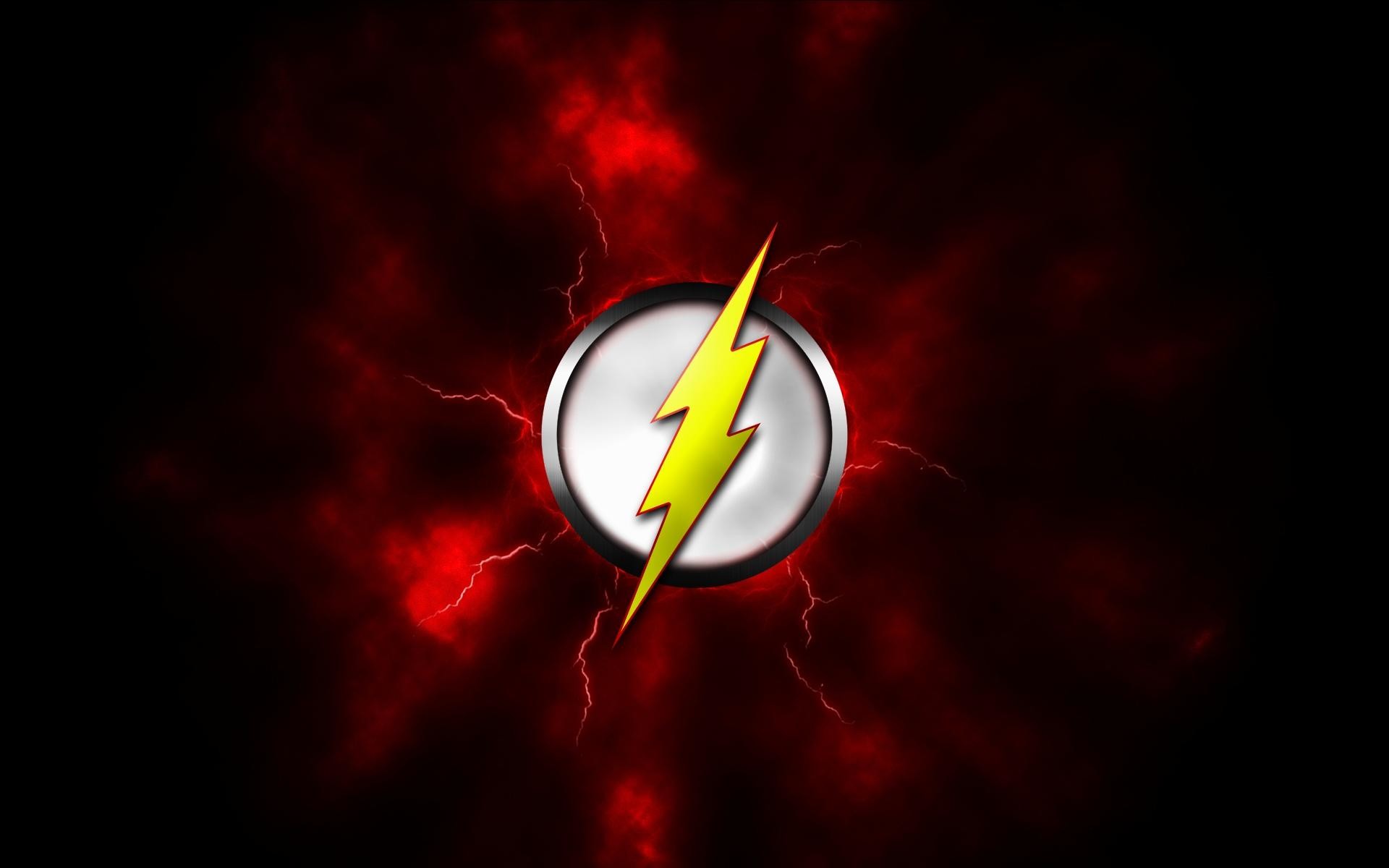 Logo di Flash, Fulmine, Rosso, Sfondo nero, 1920x1200, wallpaper desktop