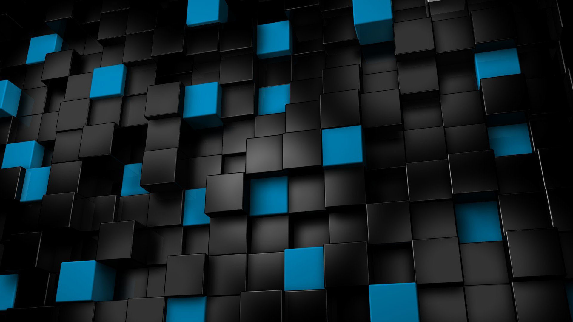 Cubi 3D, Blu e nero, Astratto, Full HD 1080p, sfondo desktop