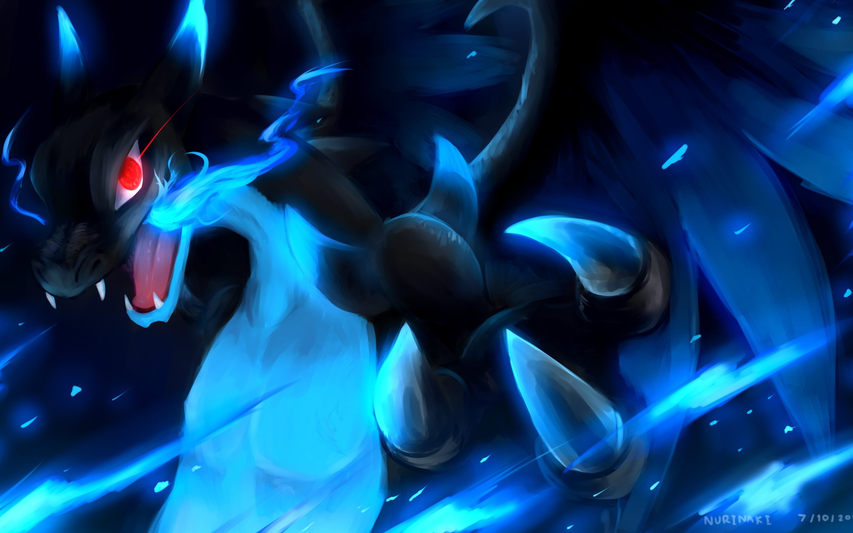 Mega Charizard X, Pokémon, Fiamme blu, 16:10 2K, sfondo widescreen