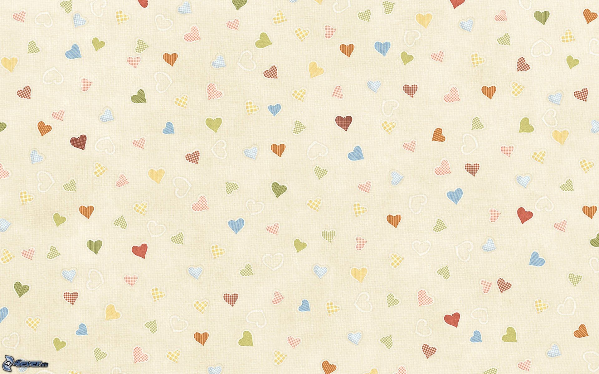 Cuoricini, Motivo, Pastello, Sfondo crema, Full HD, wallpaper per portatile