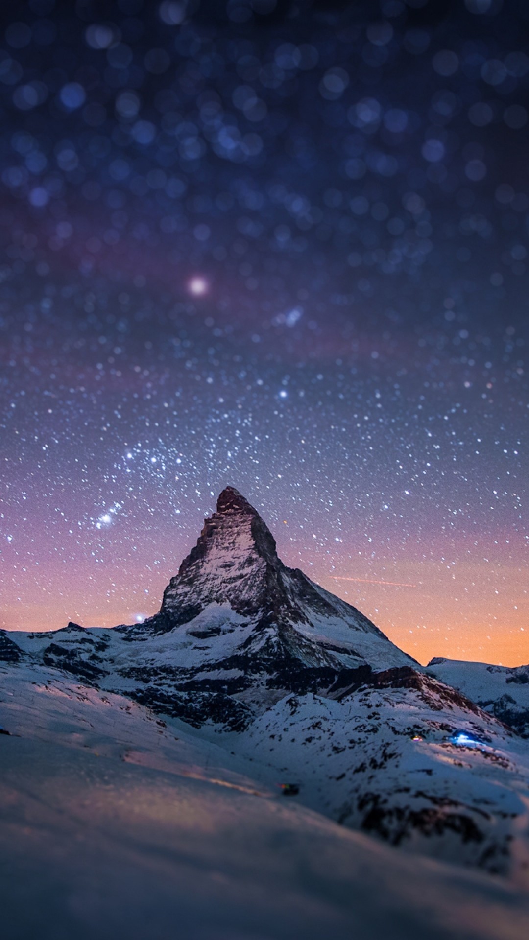 Cervino, Cielo stellato, Alpi, Neve, Notte, wallpaper per iPhone e Android