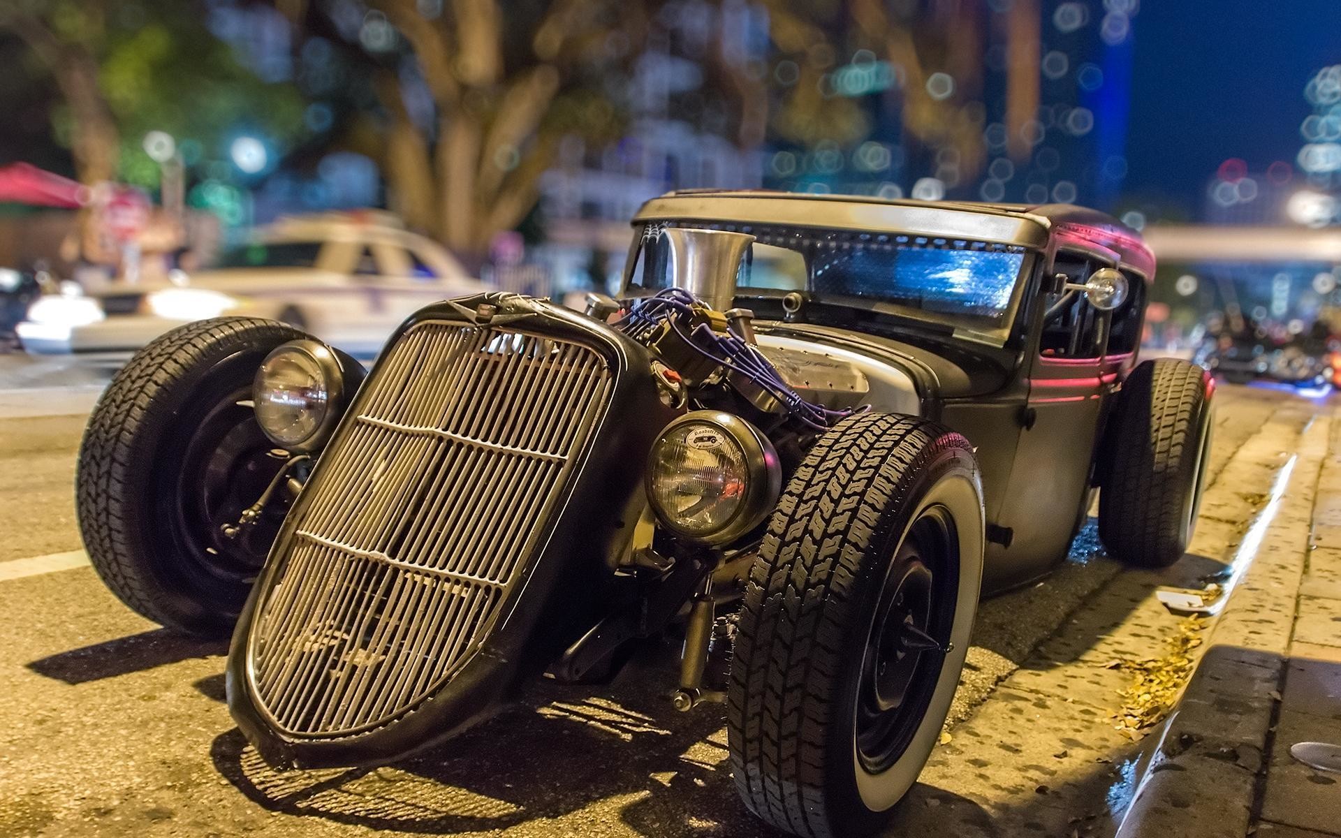 Hot rod, Rat rod, Strada, Notte, 1920x1200, sfondo MacBook Pro