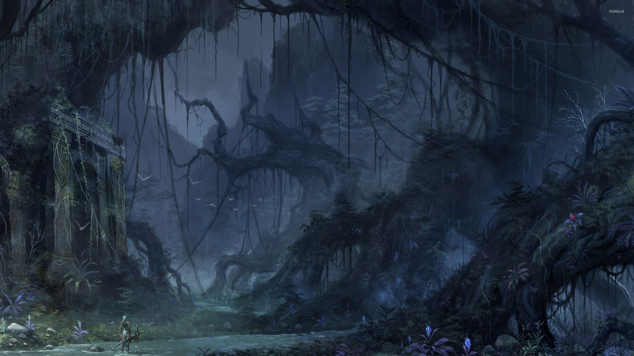 World of Warcraft, Foresta, Notte, Arte concettuale, 2K, sfondo per PC e portatile