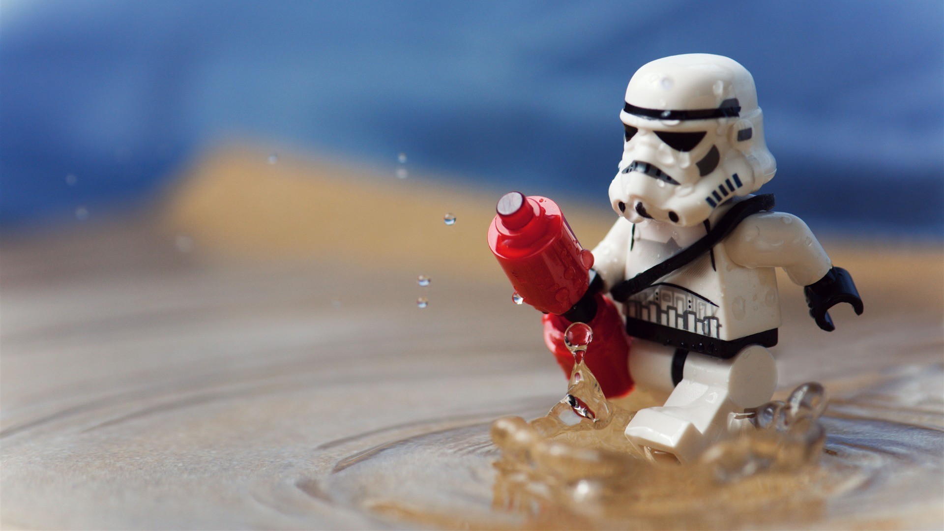 Stormtrooper LEGO, LEGO Star Wars, Pistola ad acqua, Spiaggia, Full HD, sfondo Windows 11