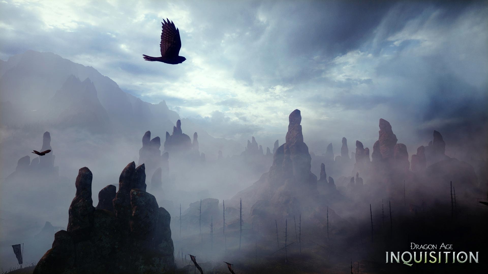 Dragon Age: Inquisition, Paesaggio, Nebbia, Corvo, Full HD, sfondo per PC e portatile
