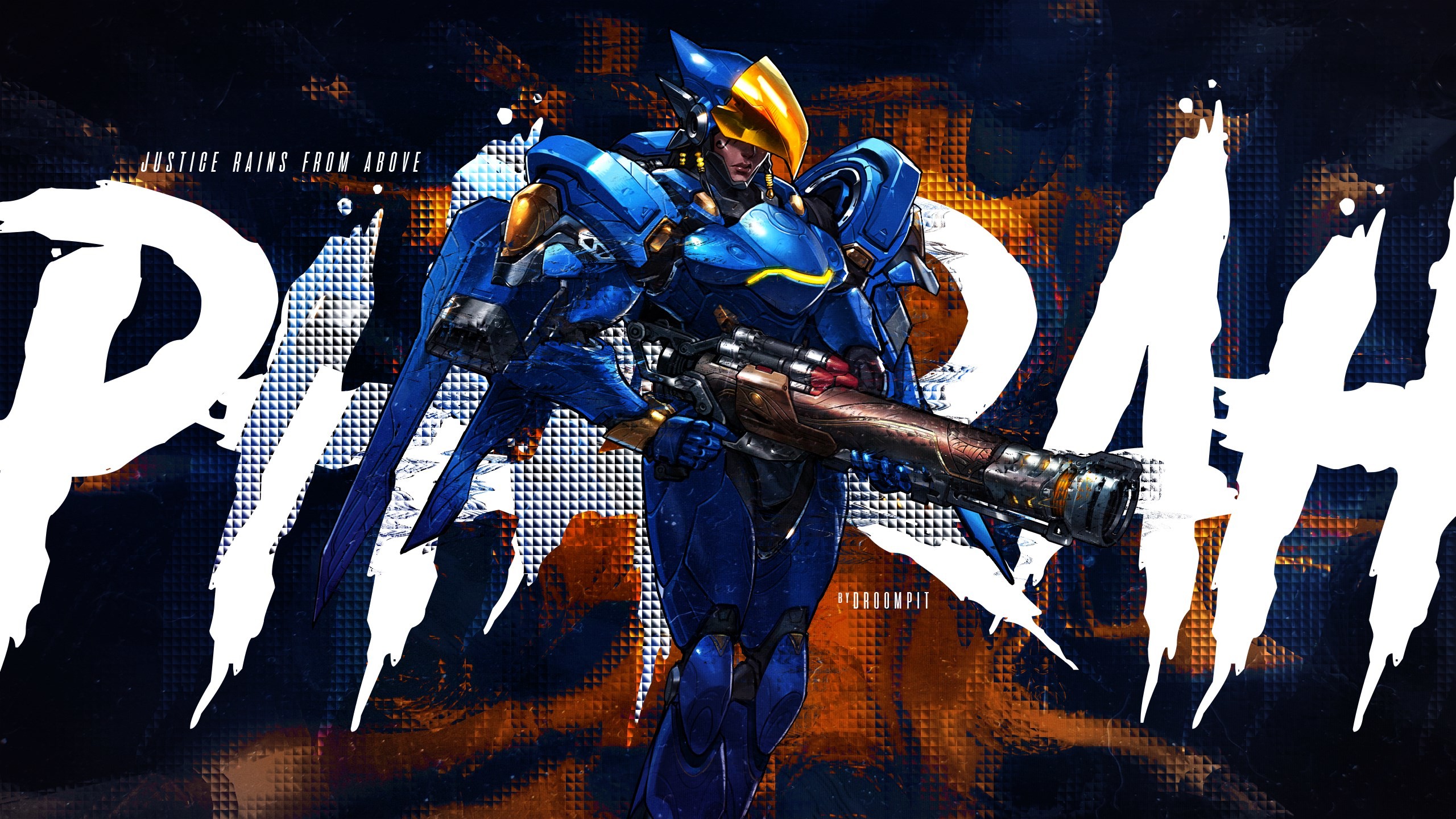 Overwatch, Pharah, Lanciarazzi, Sfondo nero, 2K, wallpaper per portatile