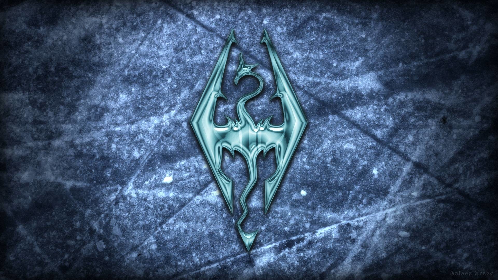The Elder Scrolls V: Skyrim, Simbolo di Skyrim, Ghiaccio, Blu, 16:9 Full HD, wallpaper widescreen