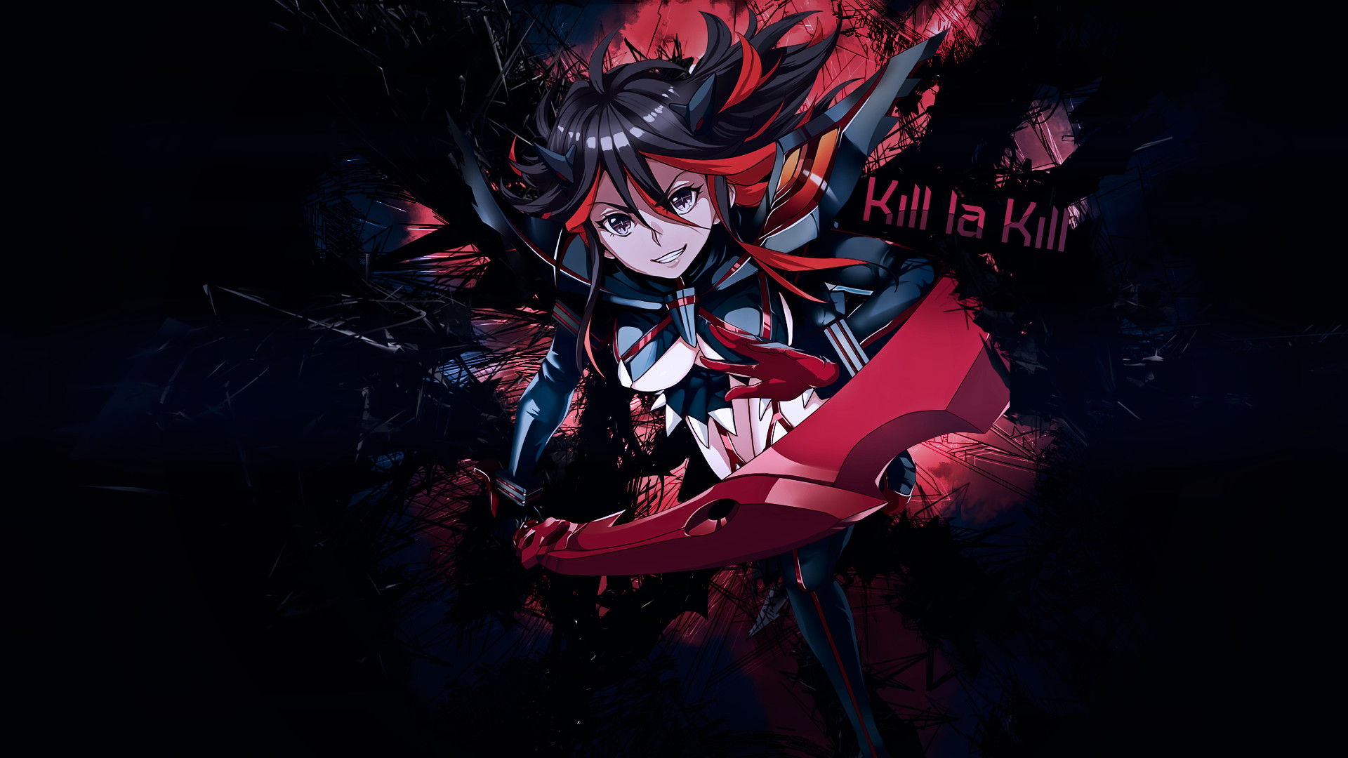 Ryuko Matoi, Kill la Kill, Forbice-spada, Sfondo scuro, 1920x1080, wallpaper desktop