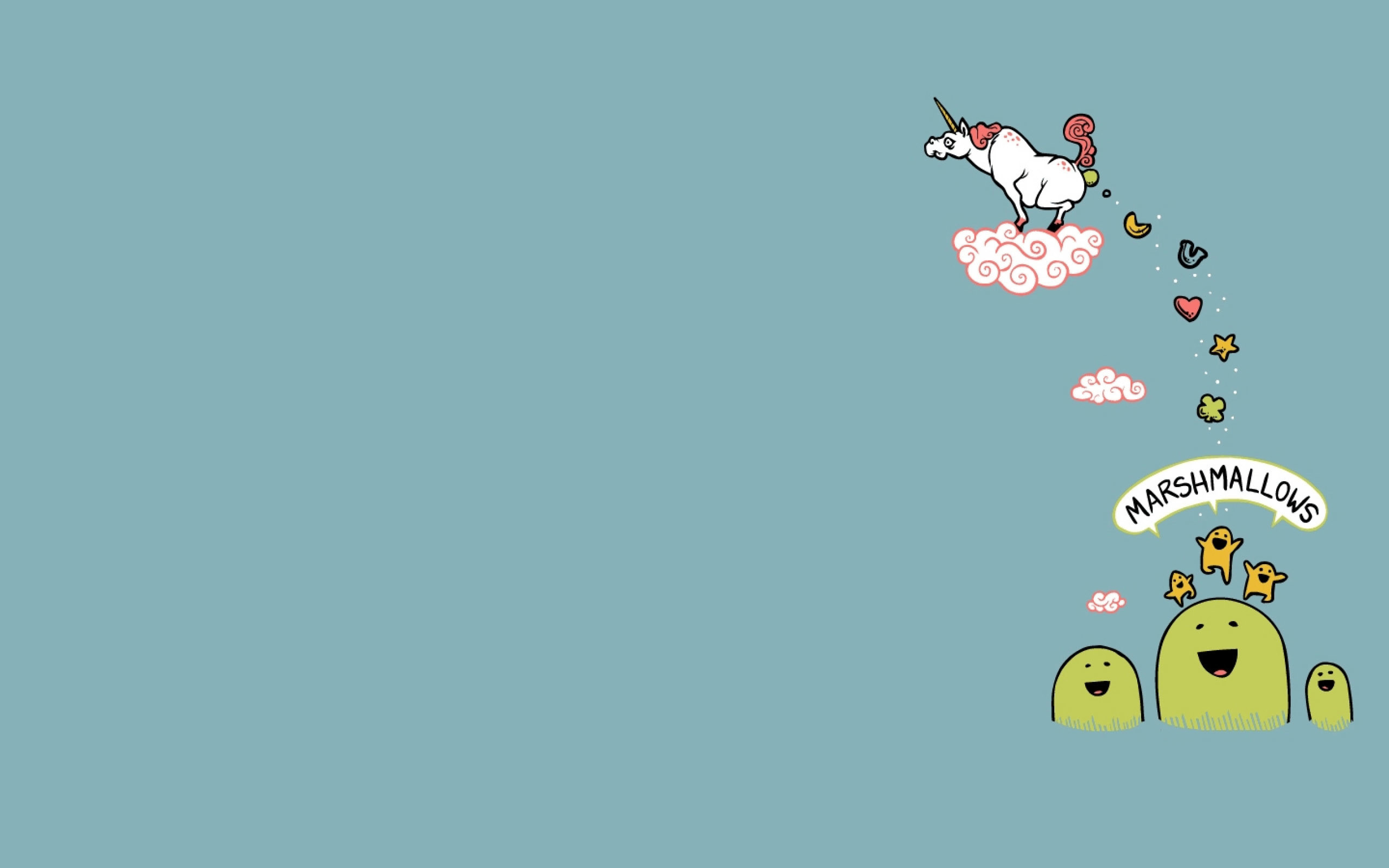 Unicorno, Marshmallow, Cartone, Nuvola, Minimalista, 2560x1600, sfondo MacBook Pro