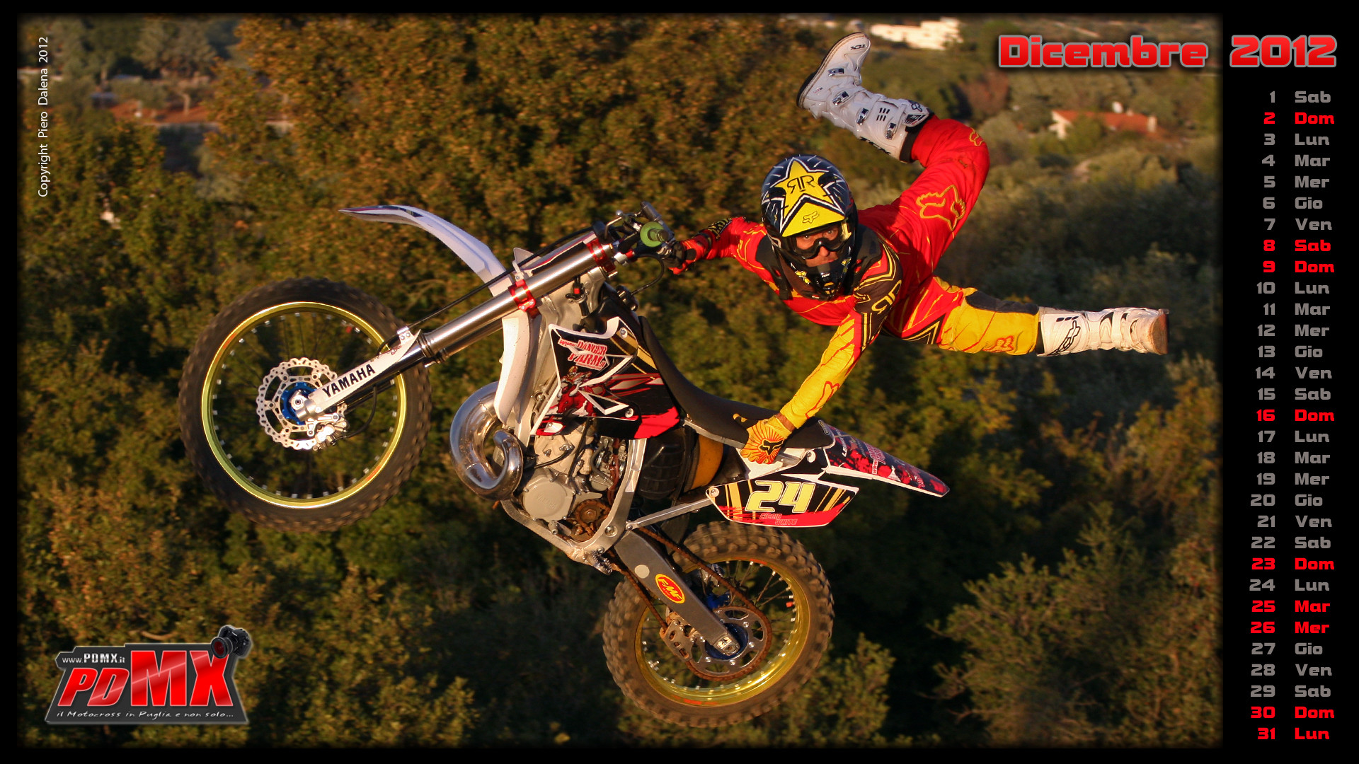 Freestyle motocross, Salto acrobatico, Calendario, Dicembre 2012, sfondo Windows 11