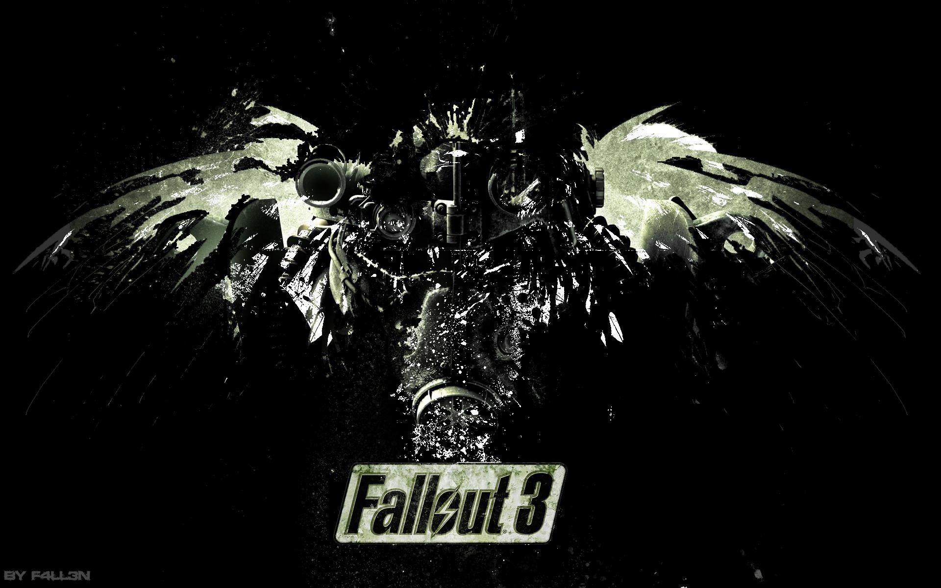 Fallout 3, Armatura atomica, Logo, Sfondo nero, 1920x1200, wallpaper desktop