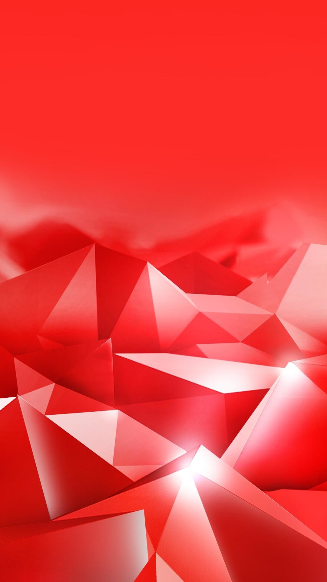 Low poly, Rosso, Cristalli, Astratto, schermata di blocco Asus Zenfone 3