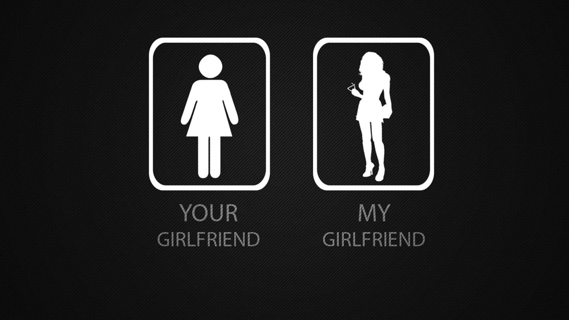 Your Girlfriend My Girlfriend, Icone, Battuta, Sfondo nero, Full HD, wallpaper per computer