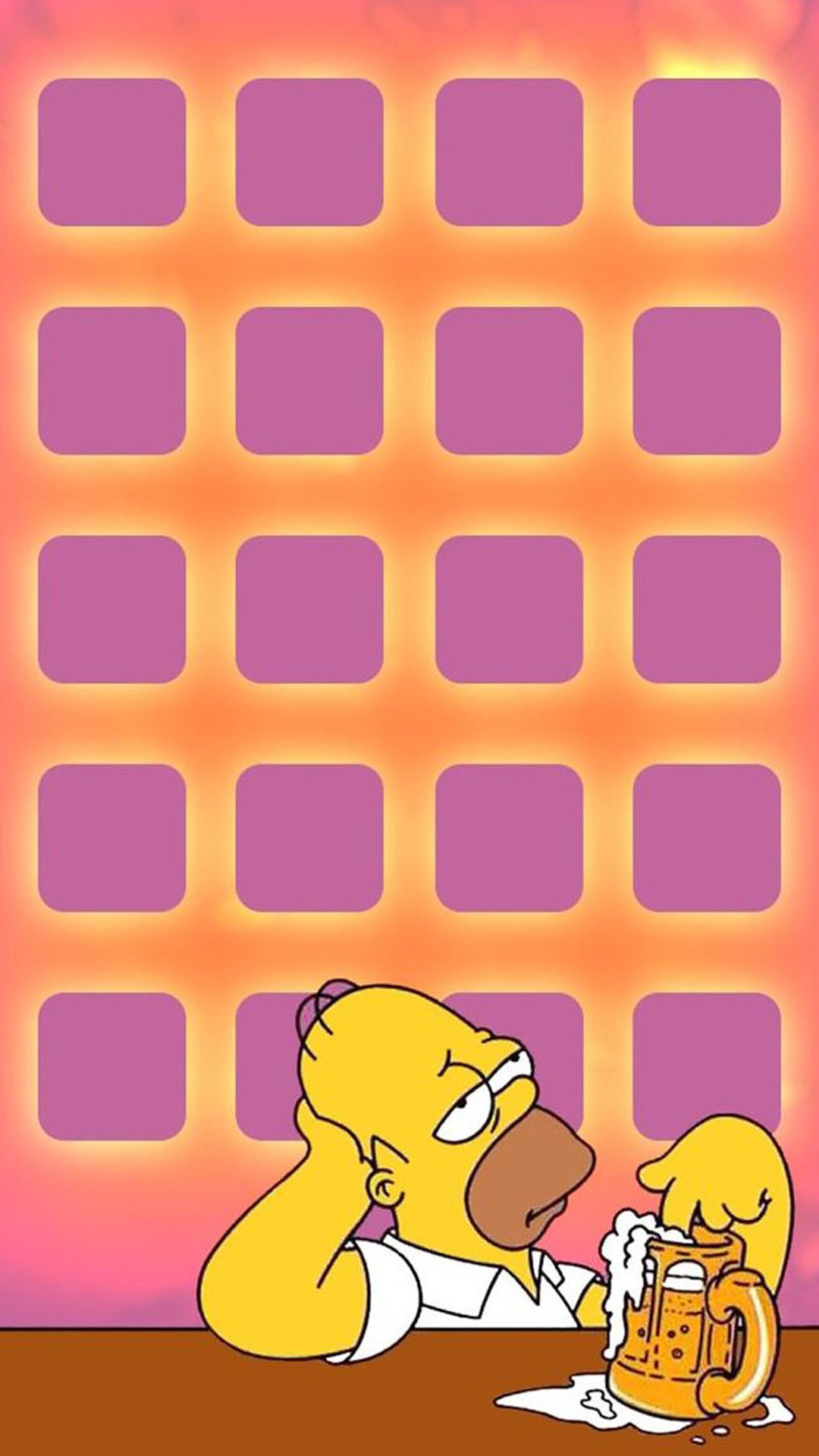 Homer Simpson, I Simpson, Griglia icone, Birra, Cartone animato, sfondo iPhone 6S