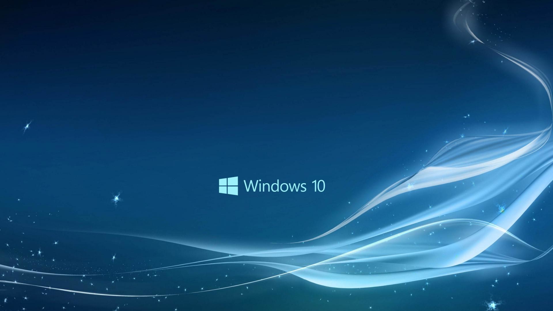 Windows 10, Onde luminose, Stelle, Blu, 1920x1080, immagine di sfondo