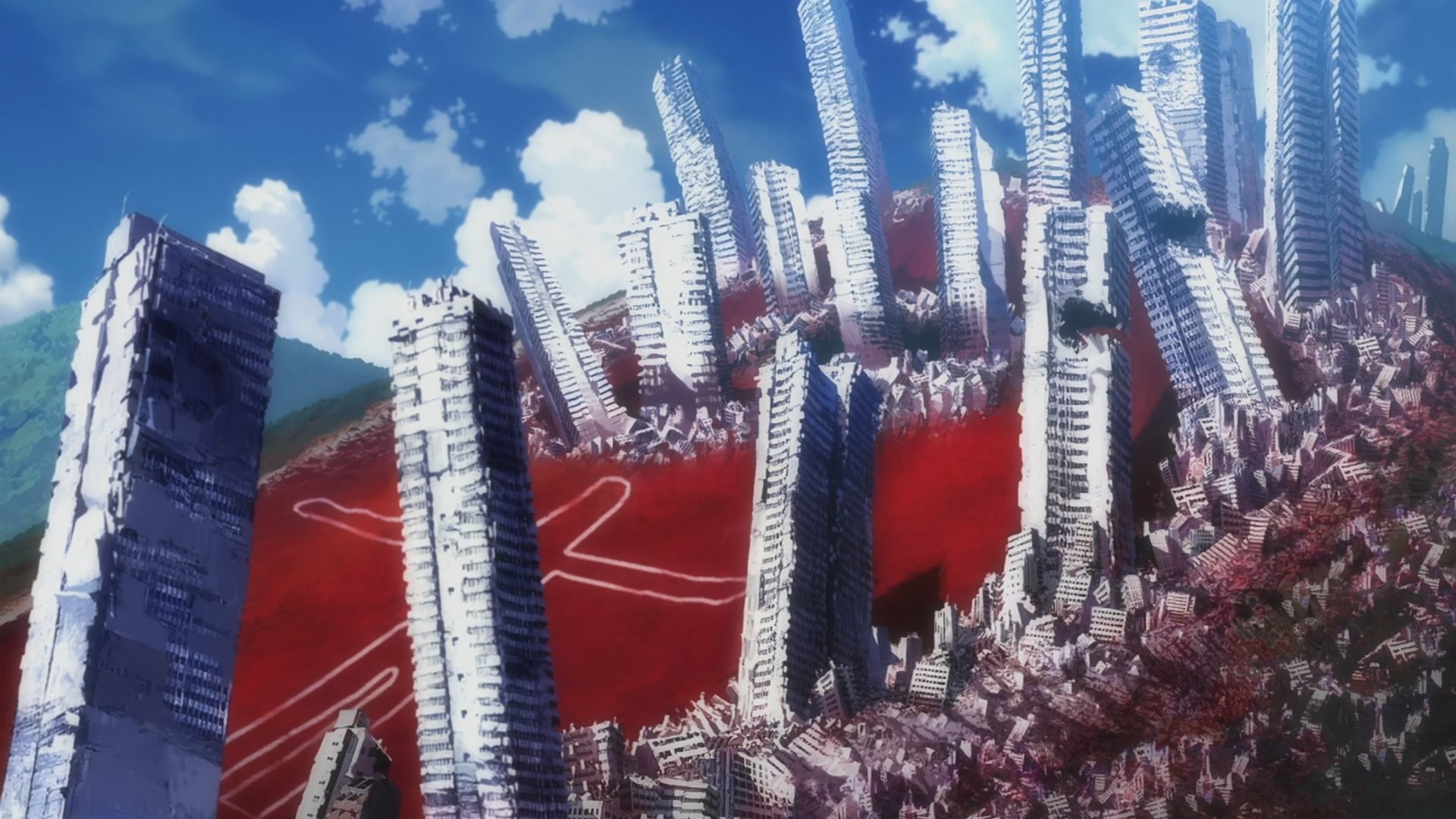Rebuild of Evangelion, Neon Genesis Evangelion, Città in rovina, Terra rossa, sfondo Full HD
