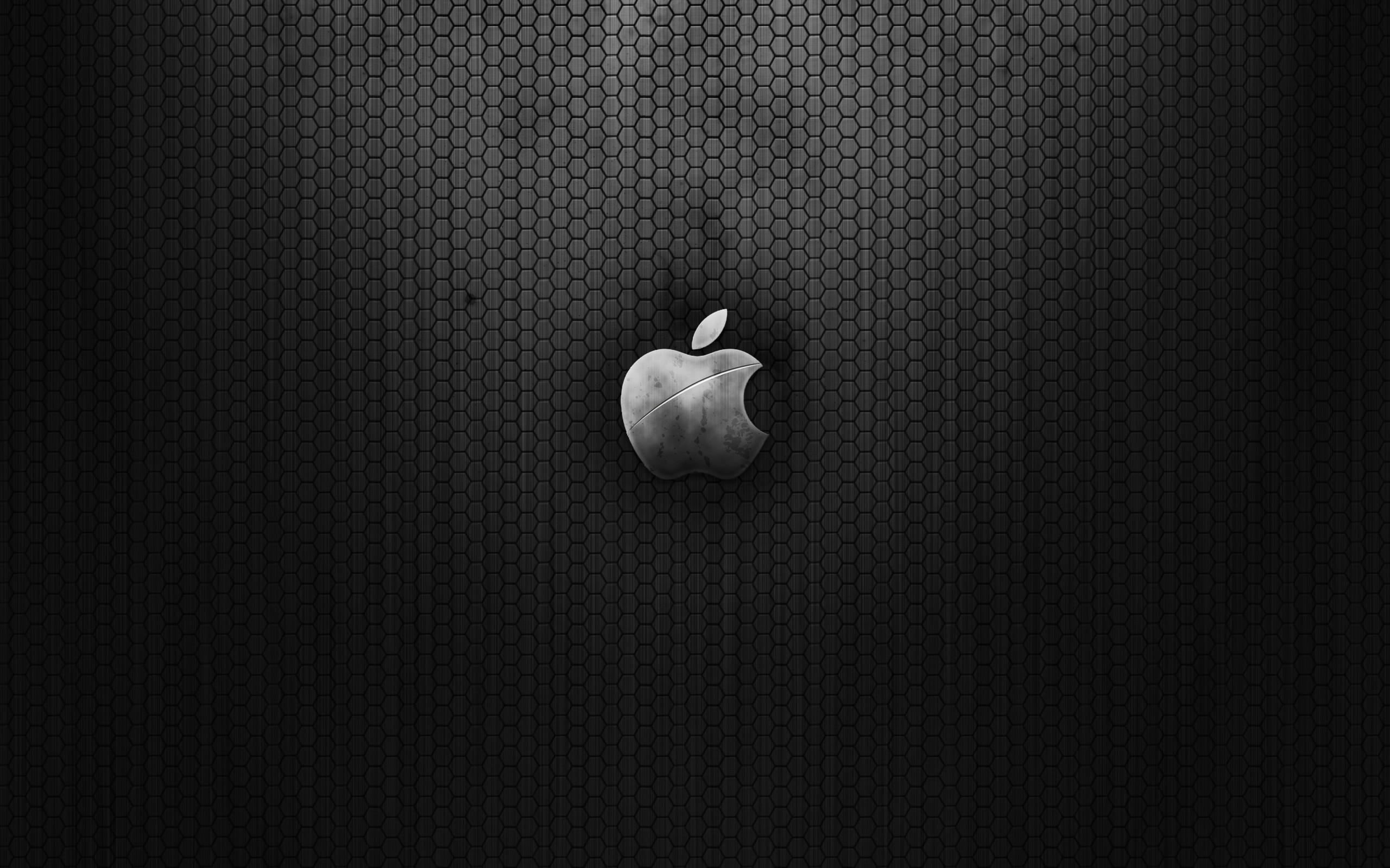 Logo Apple, Esagoni, Sfondo nero, 2K, wallpaper Mac