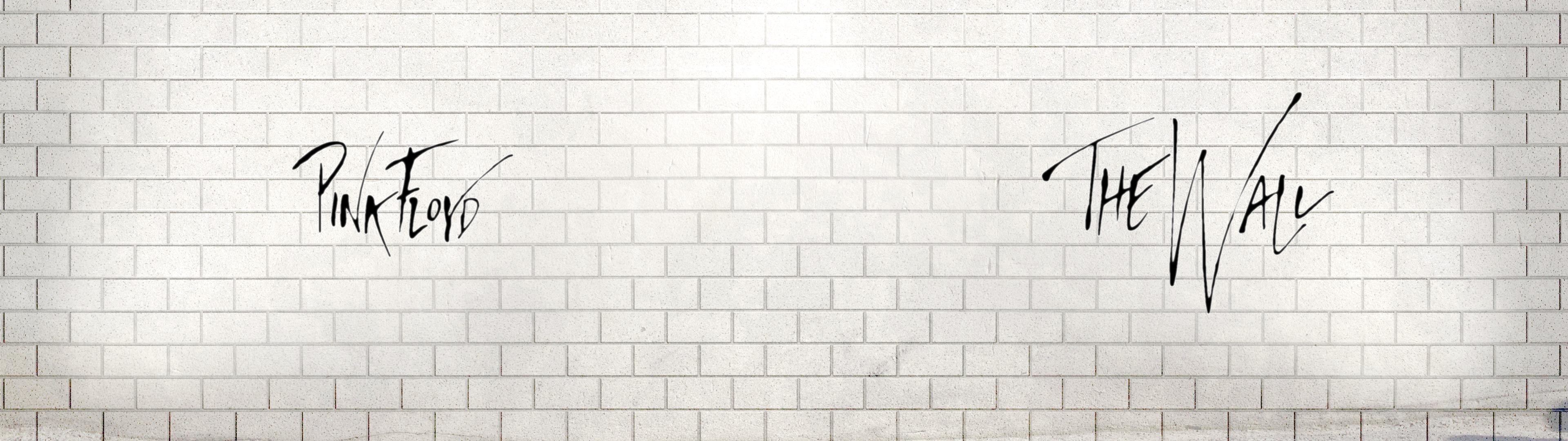 The Wall, Pink Floyd, Muro bianco, Tipografia, Minimalista, doppio schermo, sfondo Full HD