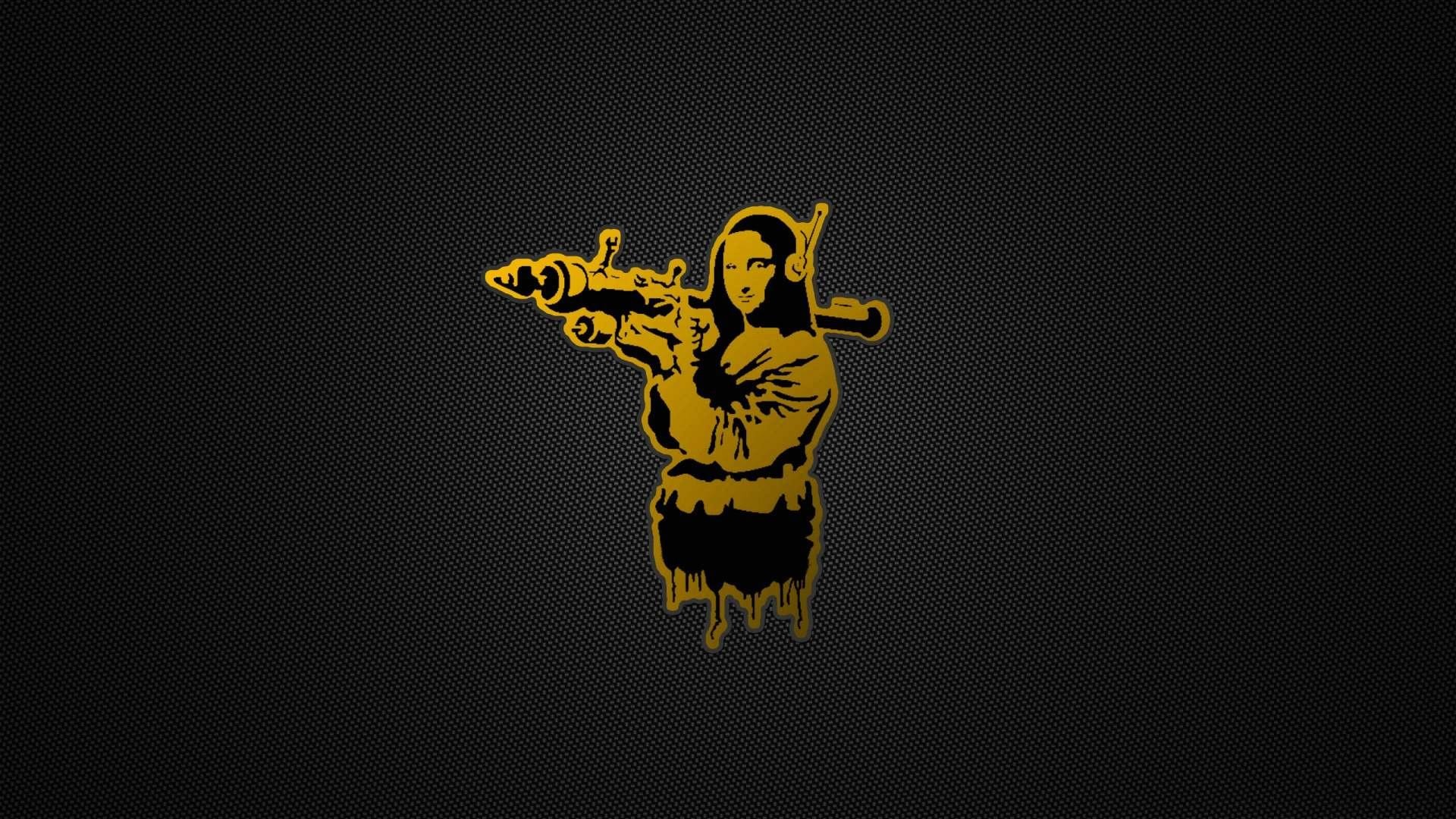 Monna Lisa, Banksy, Lanciarazzi, Street art, Fibra di carbonio, Full HD, sfondo per PC