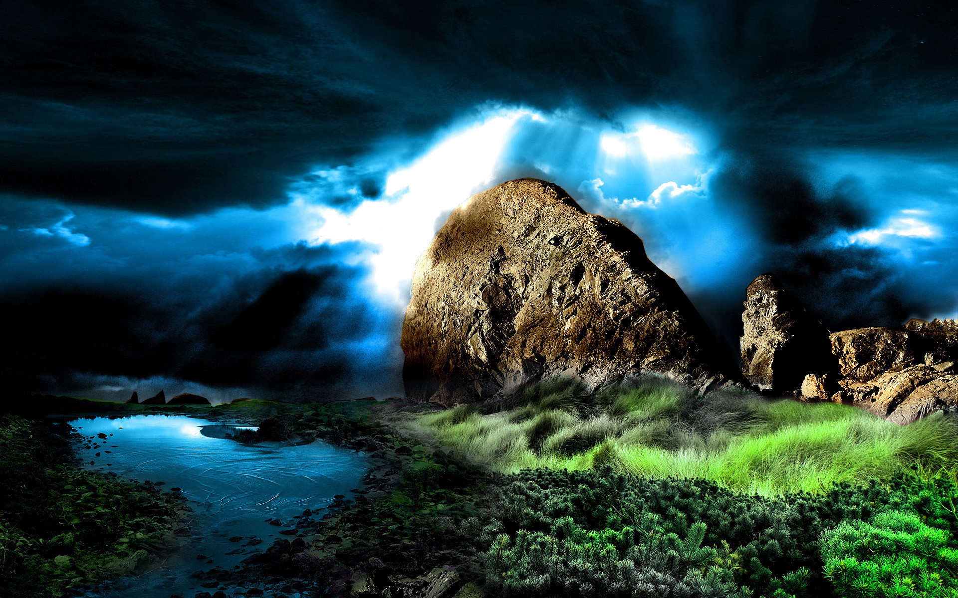 Paesaggio, Roccia, Cielo drammatico, HDR, 1920x1200, sfondo per PC