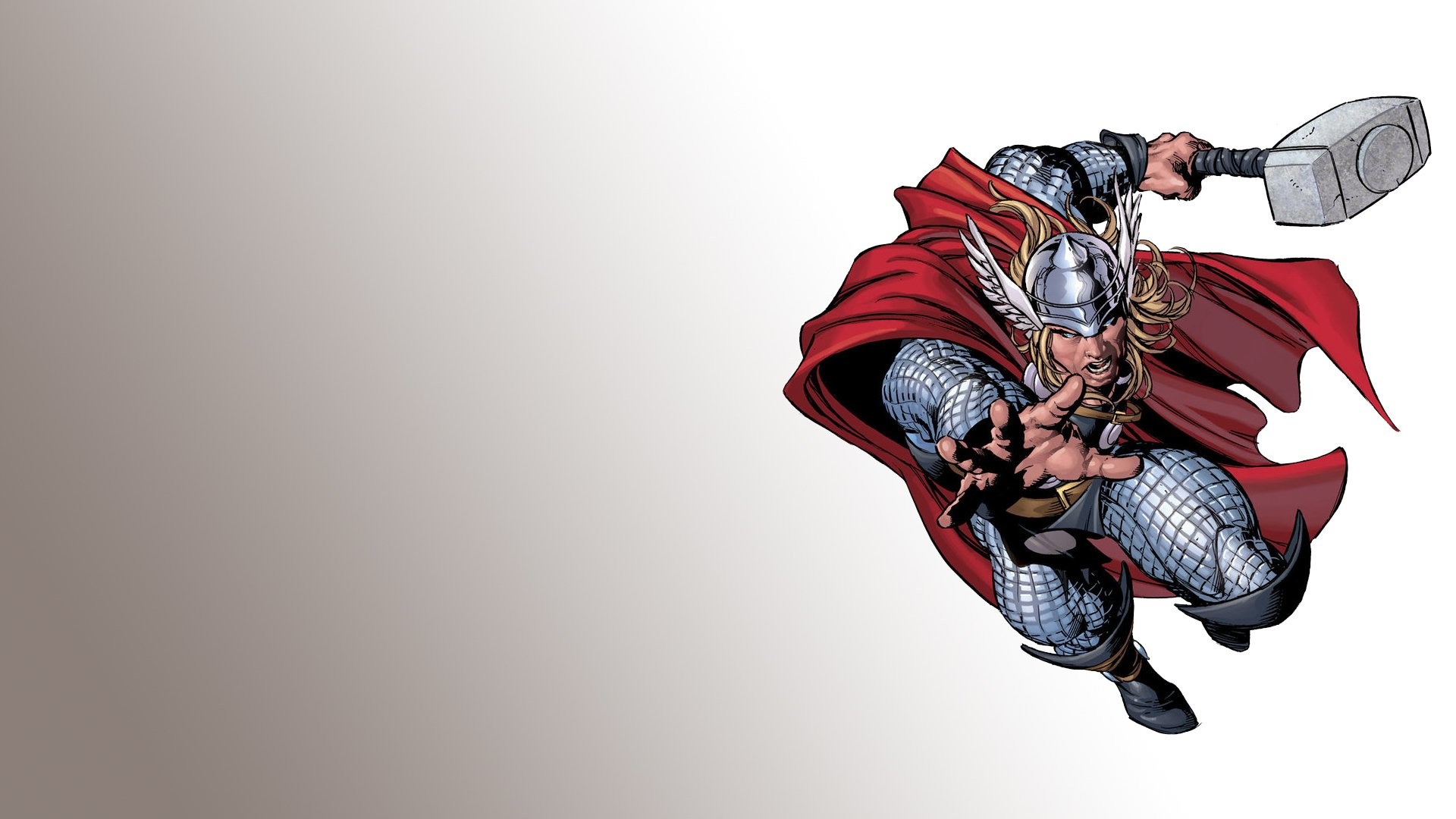 Thor, Marvel Comics, Mjolnir, Fumetto, Sfondo bianco, Full HD, wallpaper desktop